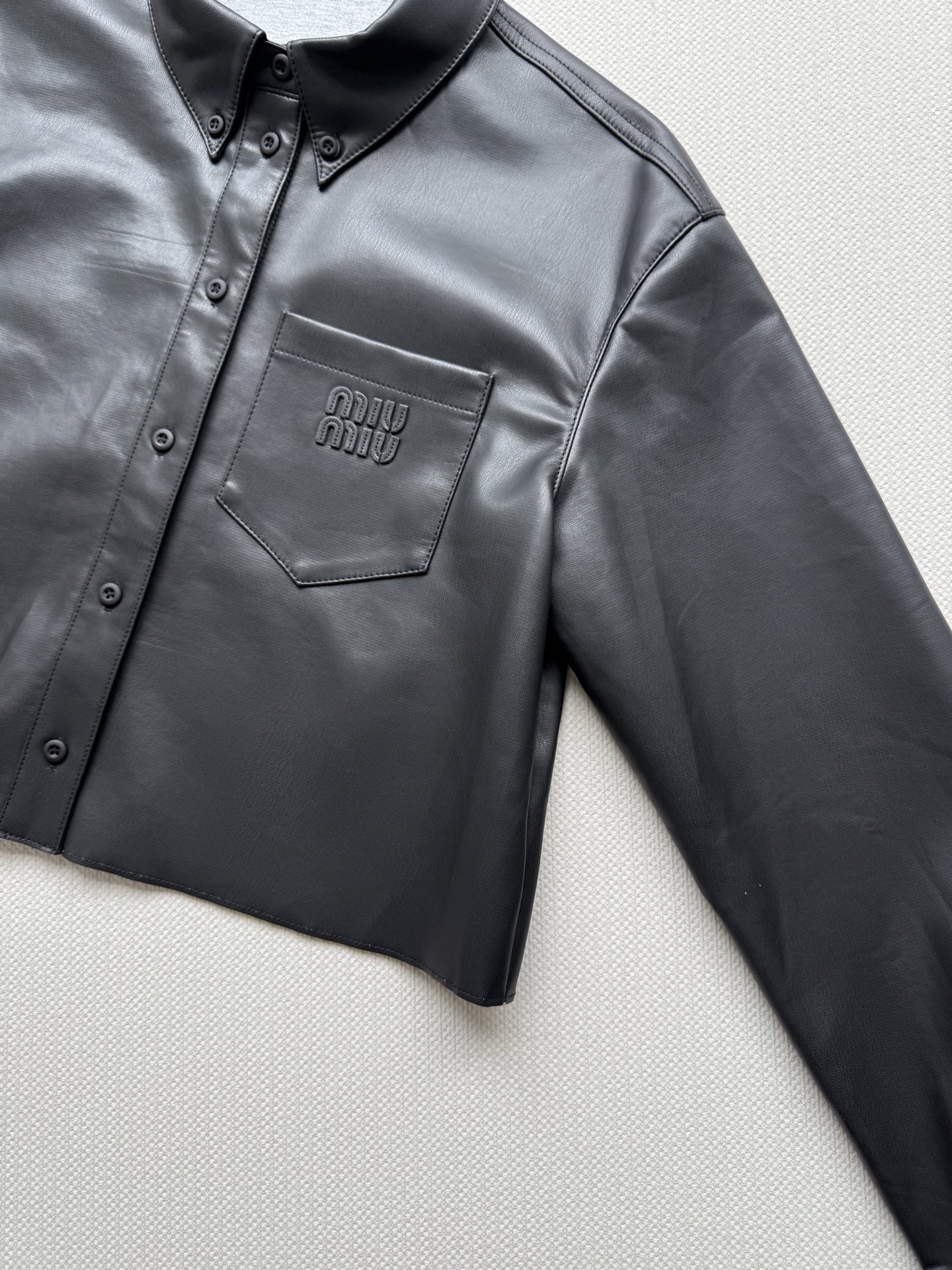 Miu Miu Leather Jacket with Pocket Logo Embroidery - Chic Fall Outerwear 7 i1754115672127 8003 0 2