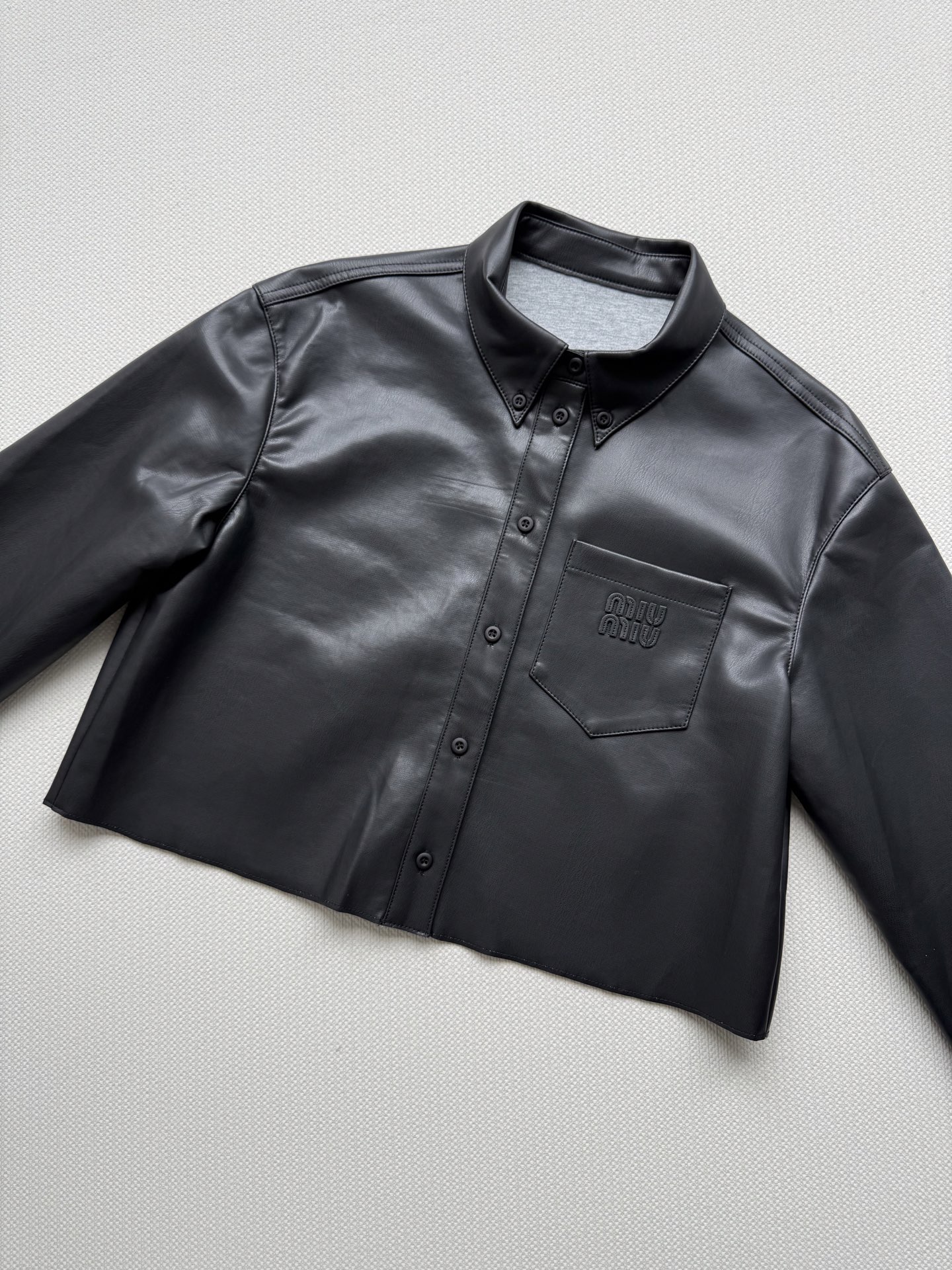 Miu Miu Leather Jacket with Pocket Logo Embroidery - Chic Fall Outerwear 4 i1754115673729 369 0 6