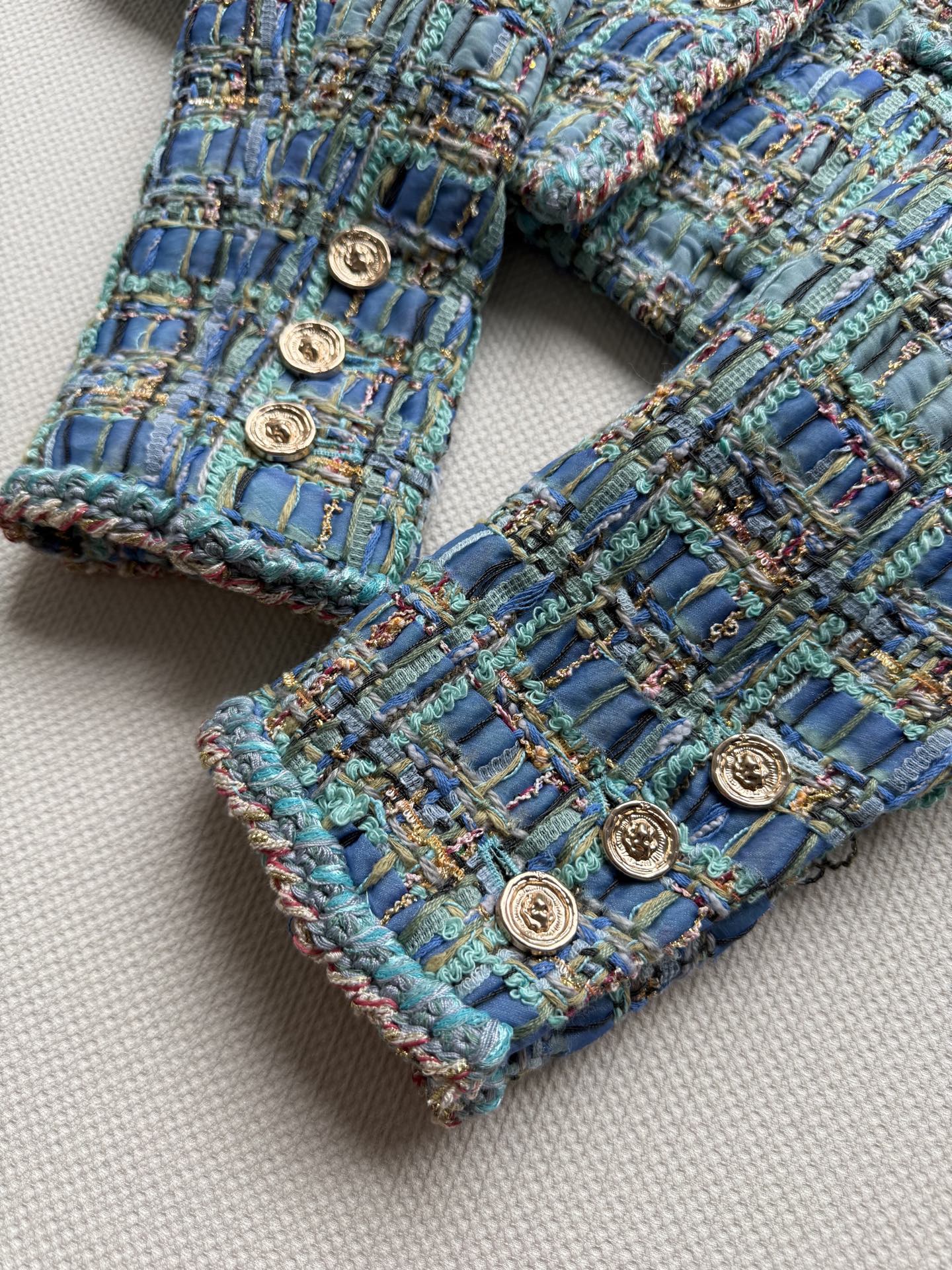 Chanel Inspired Tweed Jacket - Elegant Blue-Green, Lion Head Buttons, Size 36-40 9 i1754460333027 1217 0 7