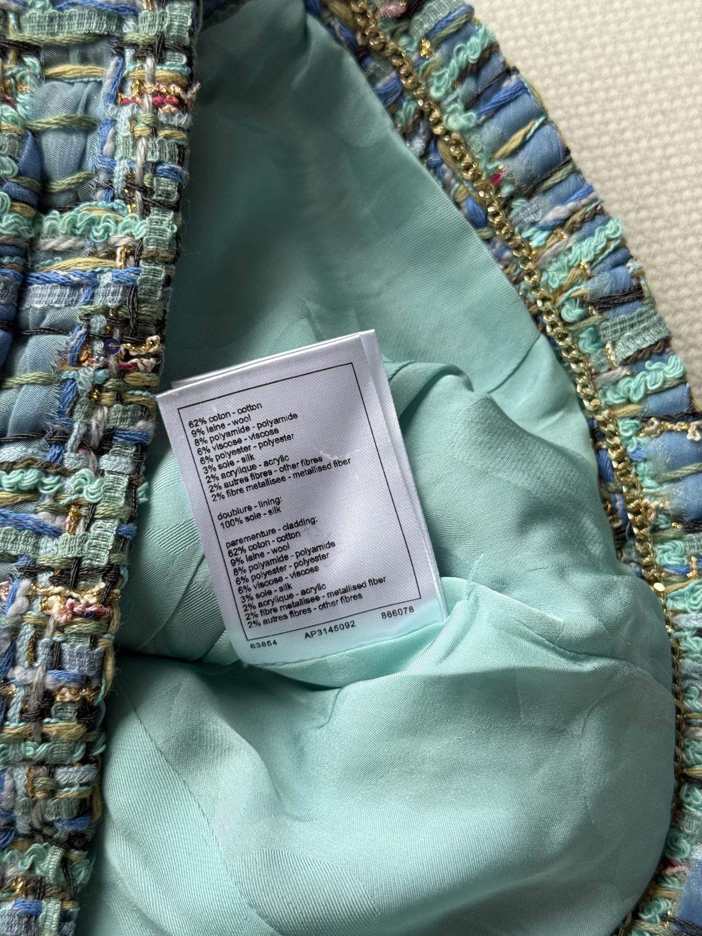 Chanel Inspired Tweed Jacket - Elegant Blue-Green, Lion Head Buttons, Size 36-40 10 i1754460334430 7769 0 8