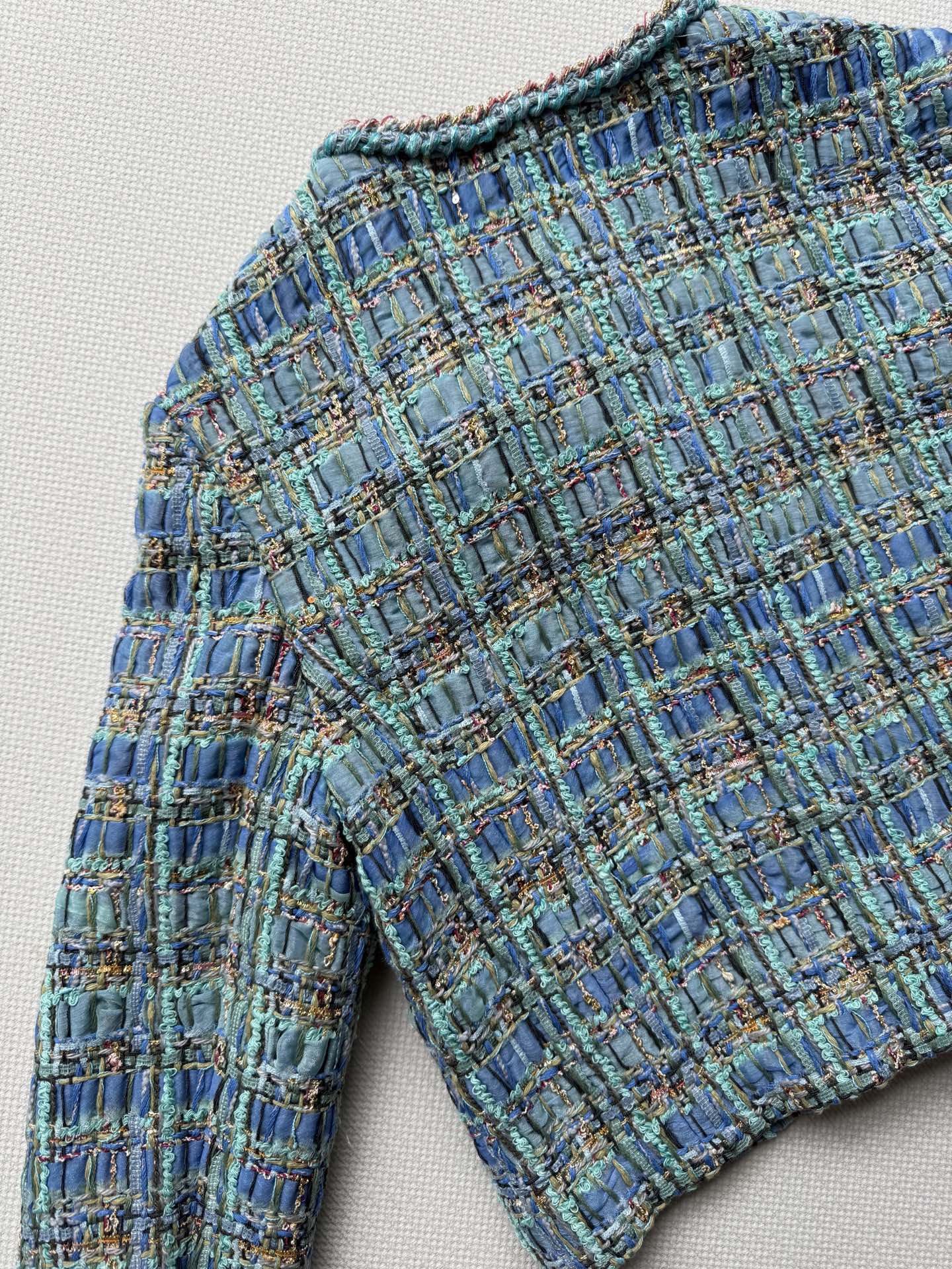 Chanel Inspired Tweed Jacket - Elegant Blue-Green, Lion Head Buttons, Size 36-40 7 i1754460334457 3488 0 6