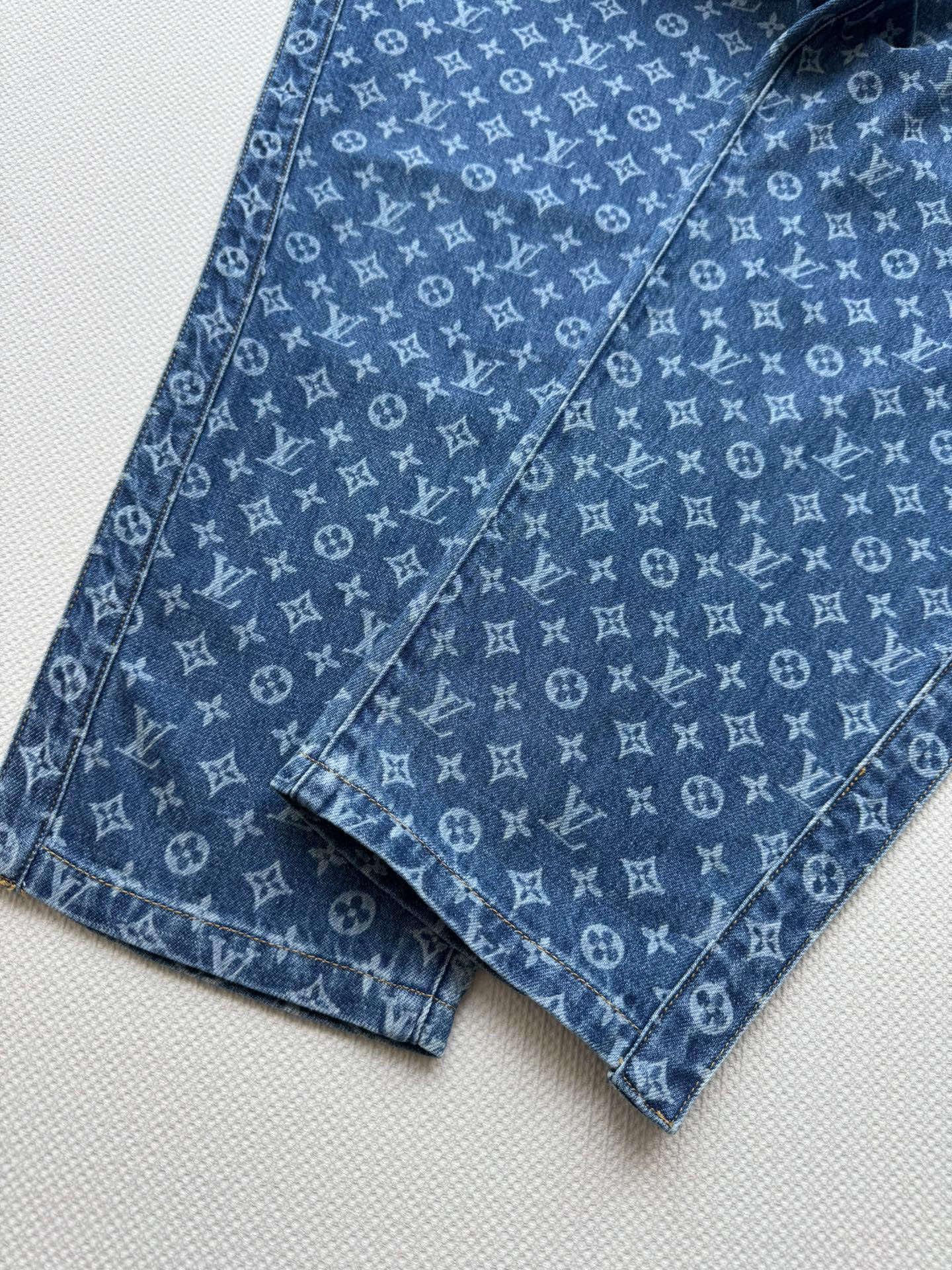 LouisVuitto*🆕25FW新款抽绳牛仔长裤👖，整体满logo提花工艺奢华高级💯松紧腰设计 包容度