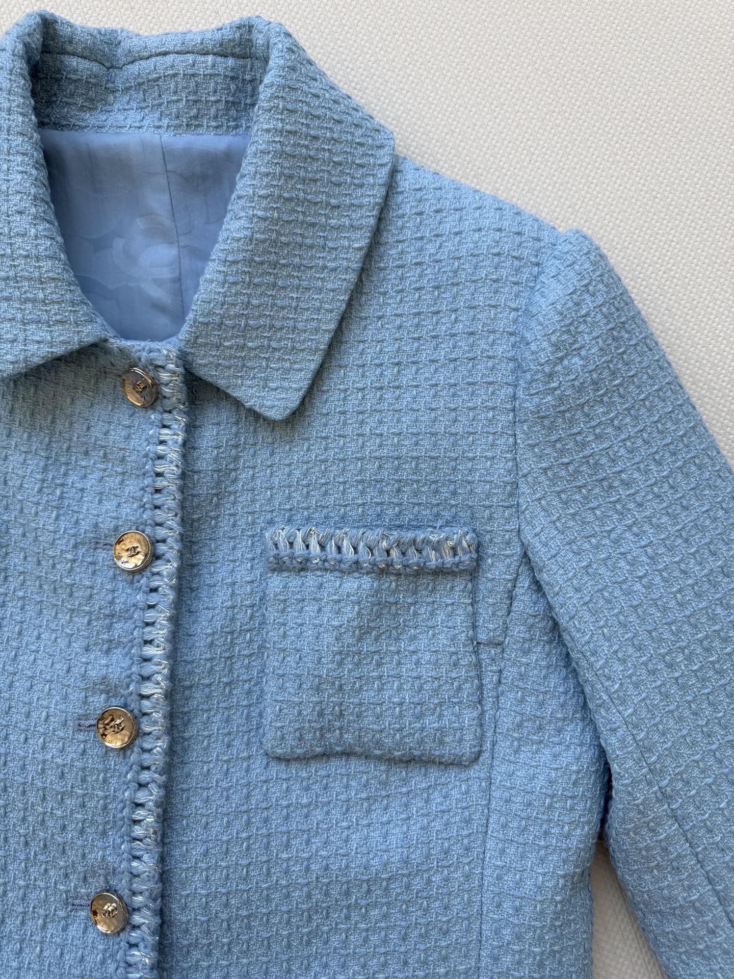 Chanel Inspired Sky Blue Tweed Jacket, Cropped, Classic Design 7 i1756529501736 4231 0 4