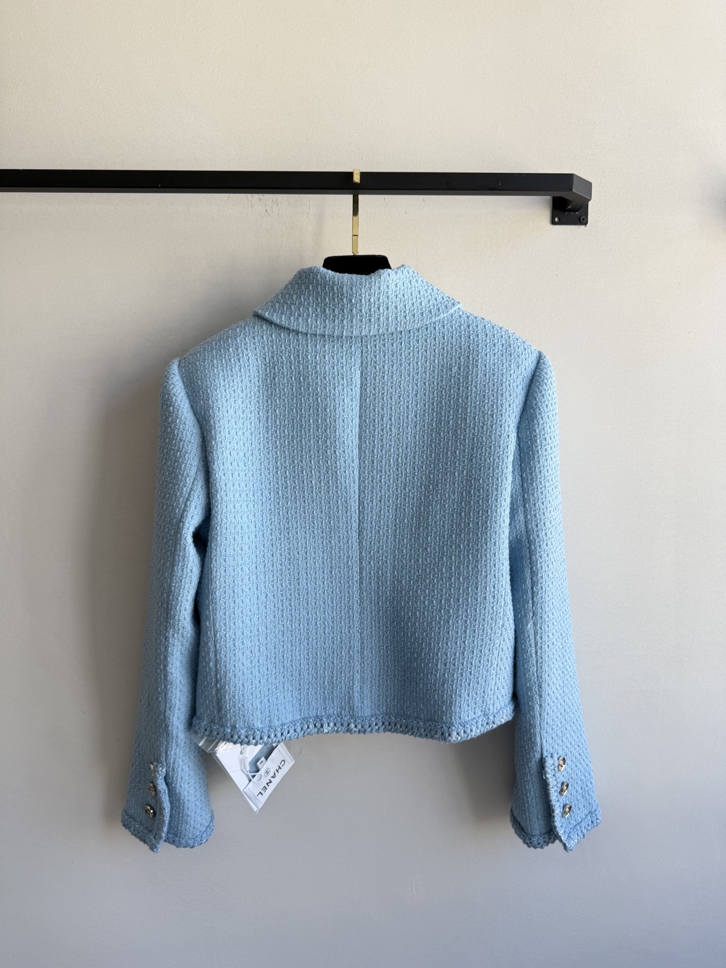 Chanel Inspired Sky Blue Tweed Jacket, Cropped, Classic Design 4 i1756529506458 9634 0 1