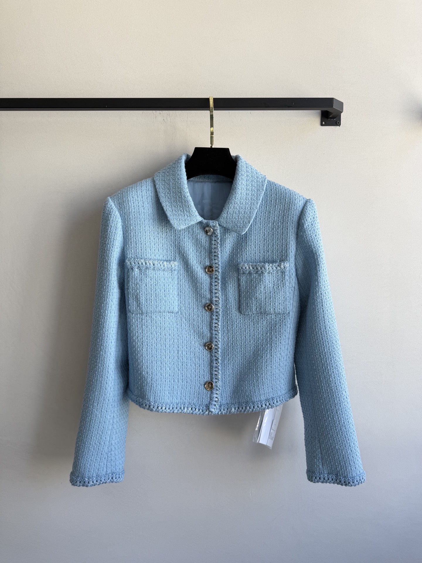 Chanel Inspired Sky Blue Tweed Jacket, Cropped, Classic Design 2 i1756529506476 9197 0 0