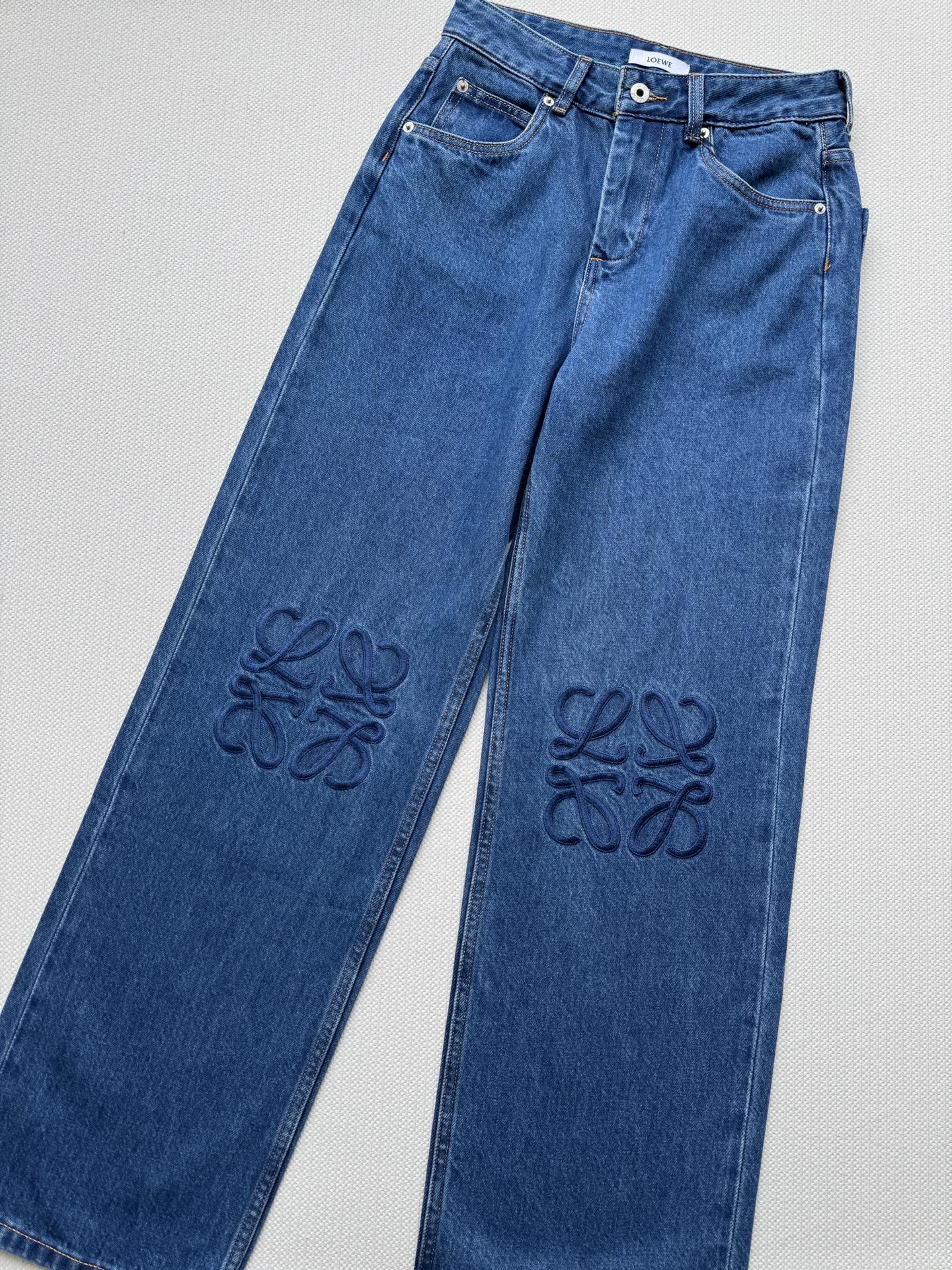 Loew* 🆕25Ss春夏新款 复古刺绣logo丹宁牛仔长裤。原版开发！高版出品！采用进口丹宁牛仔面料。