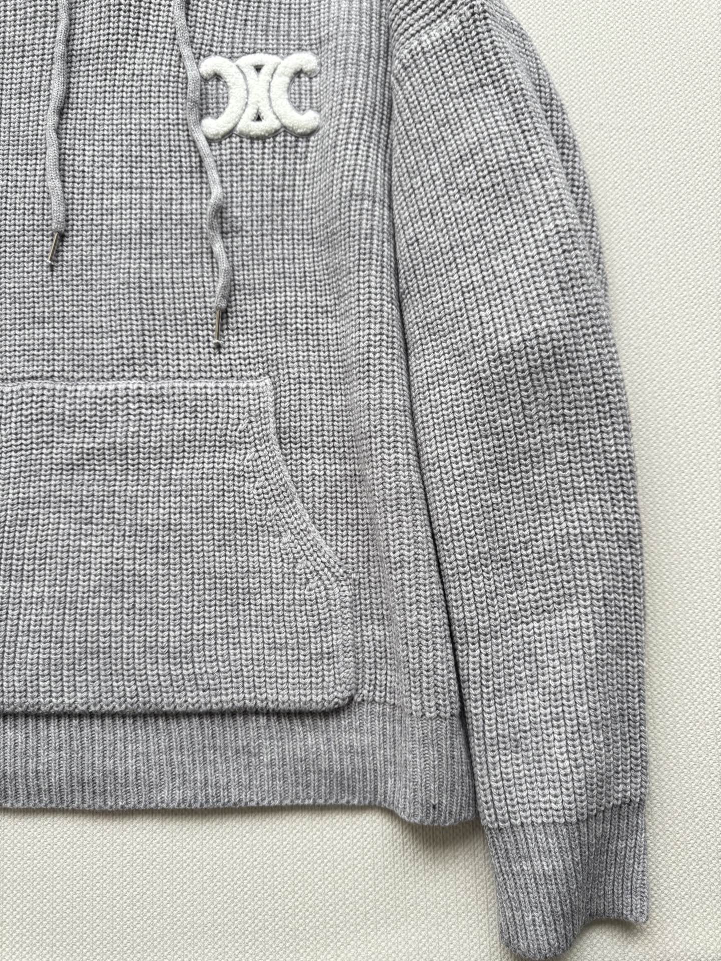 Celin*🆕25SS秋冬新款 🩶凯旋门连帽针织卫衣 ⚠️原版开发 高版本出品 选用罗纹羊毛 柔软又保暖