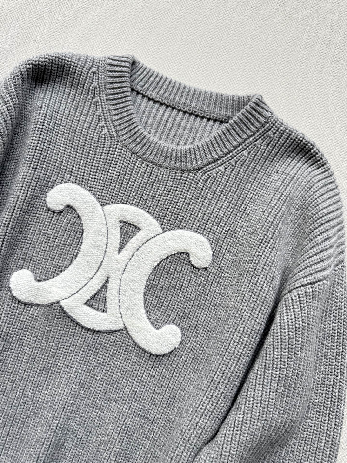 Celin*🆕25Fw早秋新款 凯旋门logo羊毛衫丨⚠原版开发！高版出品！立体毛巾刺绣凯旋门重磅克重 