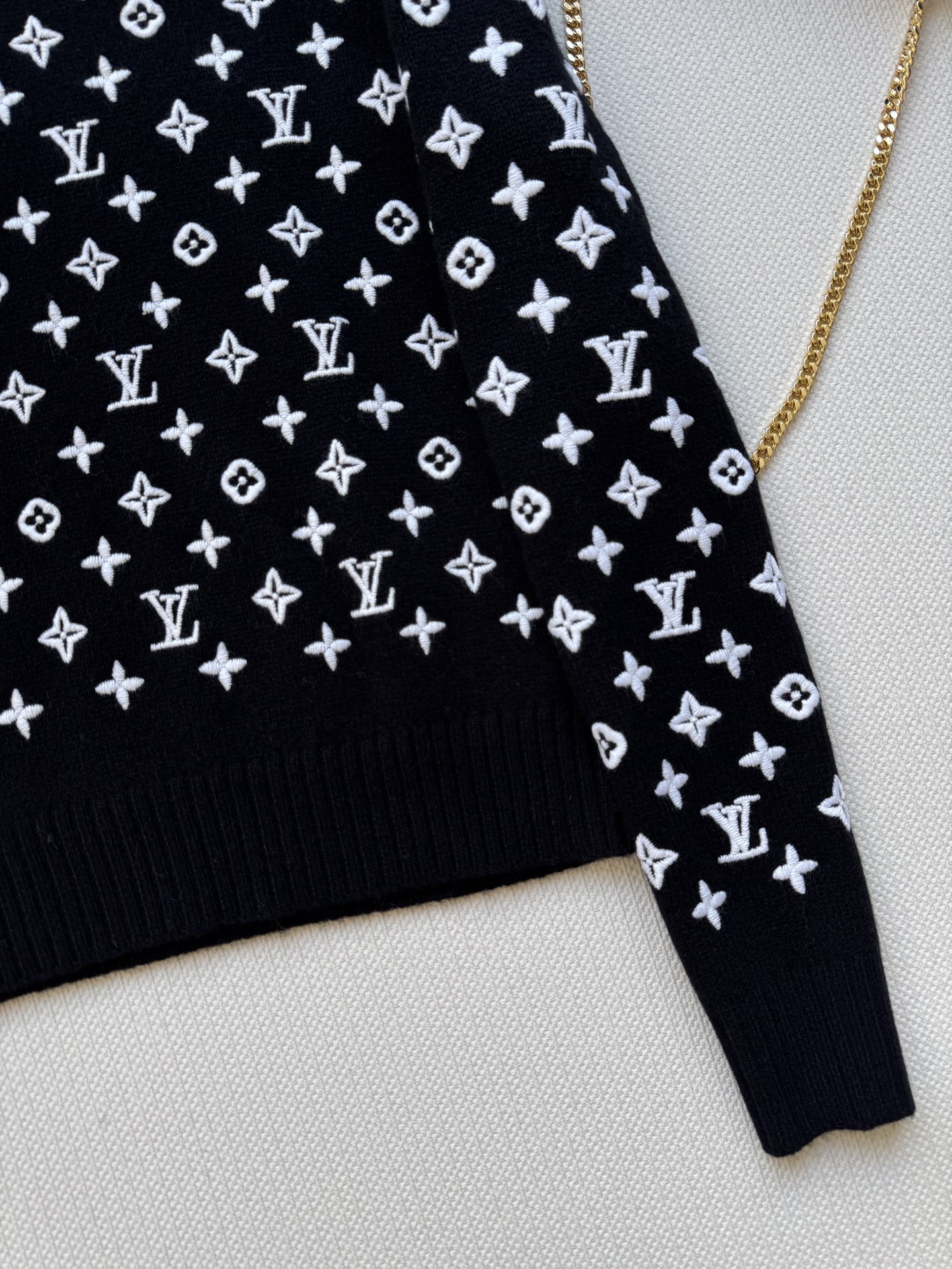 Louis vuitto* 🆕25Fw早秋新款 3D浮雕老花logo刺绣羊绒毛衣 高版出品！定纺重磅山羊