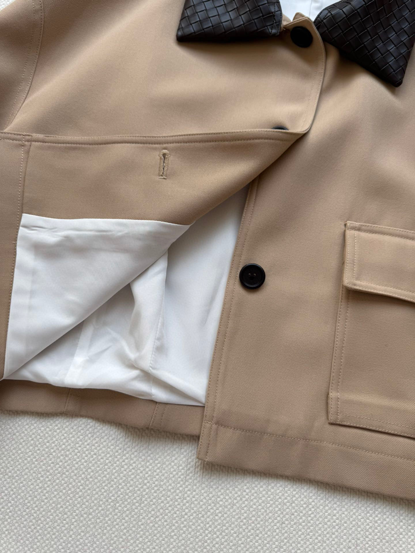Bottega Veneta Inspired Woven Collar Cotton Jacket - Convertible Design 8 i1760854641451 6888 0 4