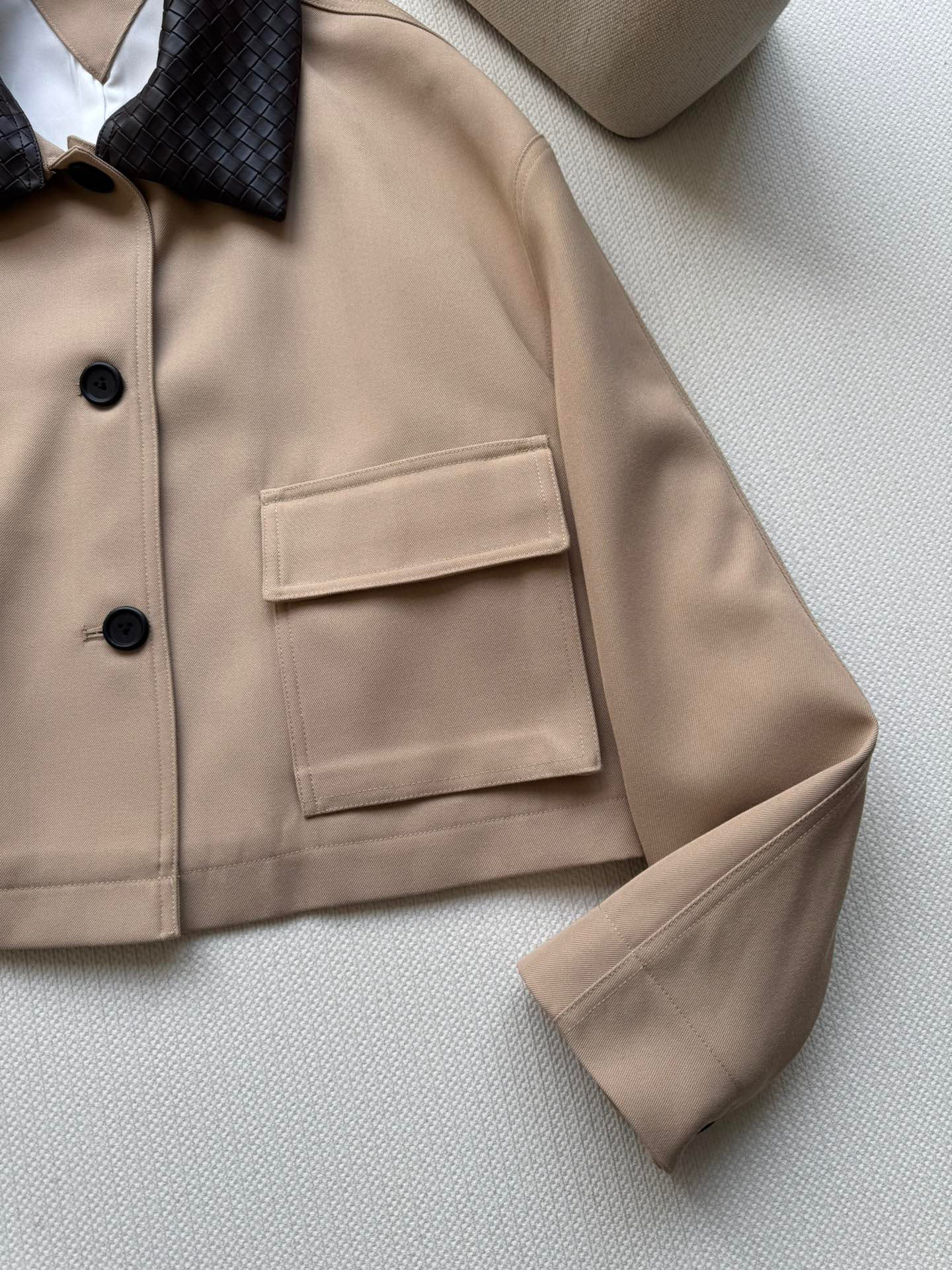 Bottega Veneta Inspired Woven Collar Cotton Jacket - Convertible Design 7 i1760854641474 5138 0 3