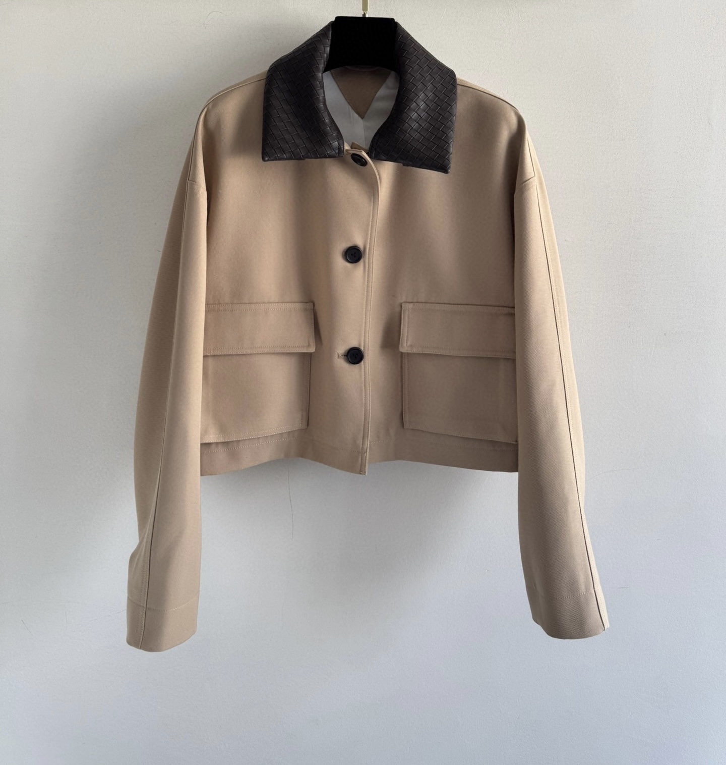 Bottega Veneta Inspired Woven Collar Cotton Jacket - Convertible Design 2 i1760854713363 5366 0 7