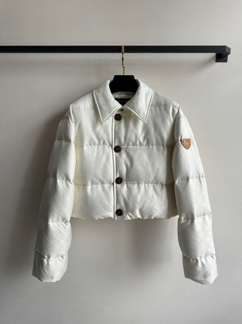 Louis Vuitton Padded Down Jacket with Classic Logo Jacquard Knit Collar