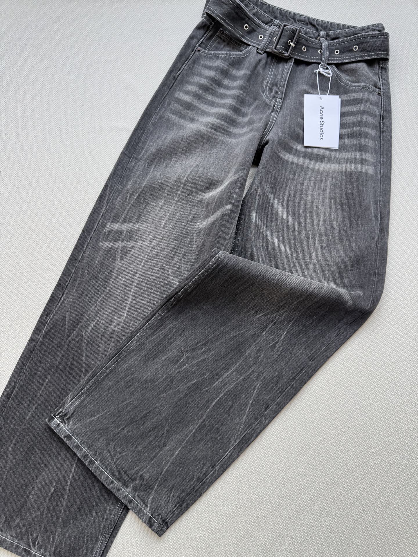 Acne🆕新款，扎染腰带牛仔裤👖休闲阔腿版型S-XXL.