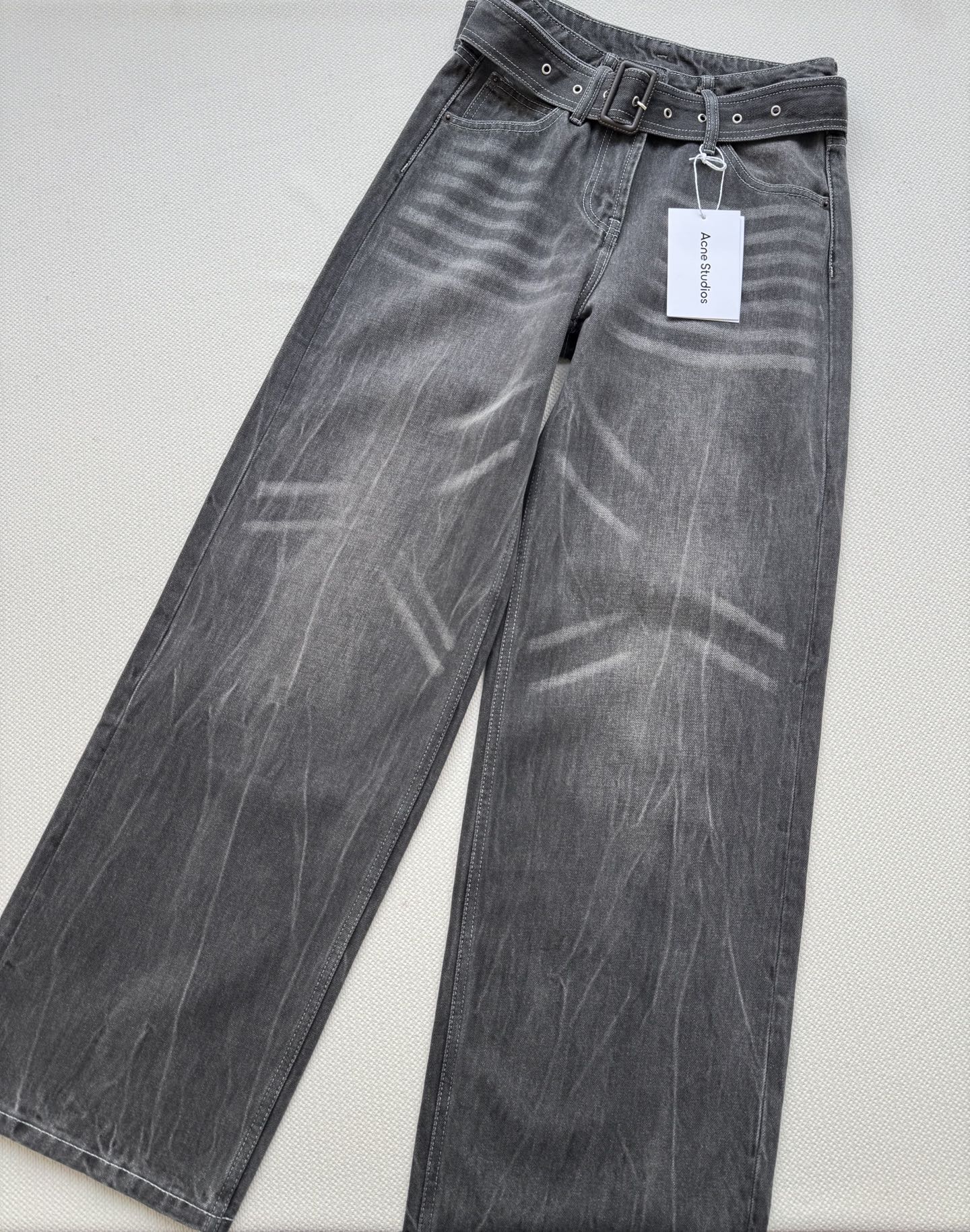 Acne🆕新款，扎染腰带牛仔裤👖休闲阔腿版型S-XXL.