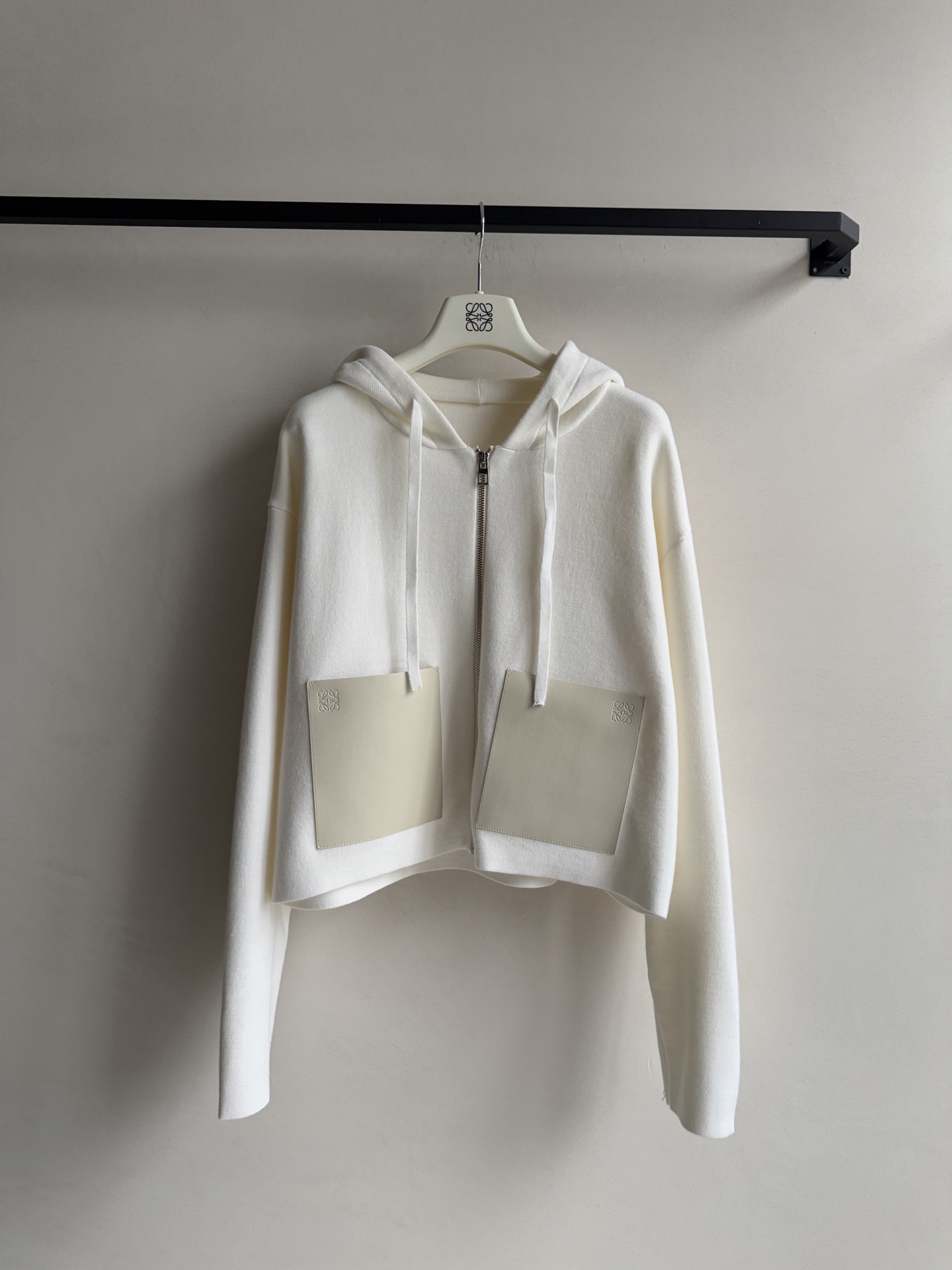 Loew*🆕新款拉链开衫，羊毛面料拼接真皮口袋ＳＭＬ.