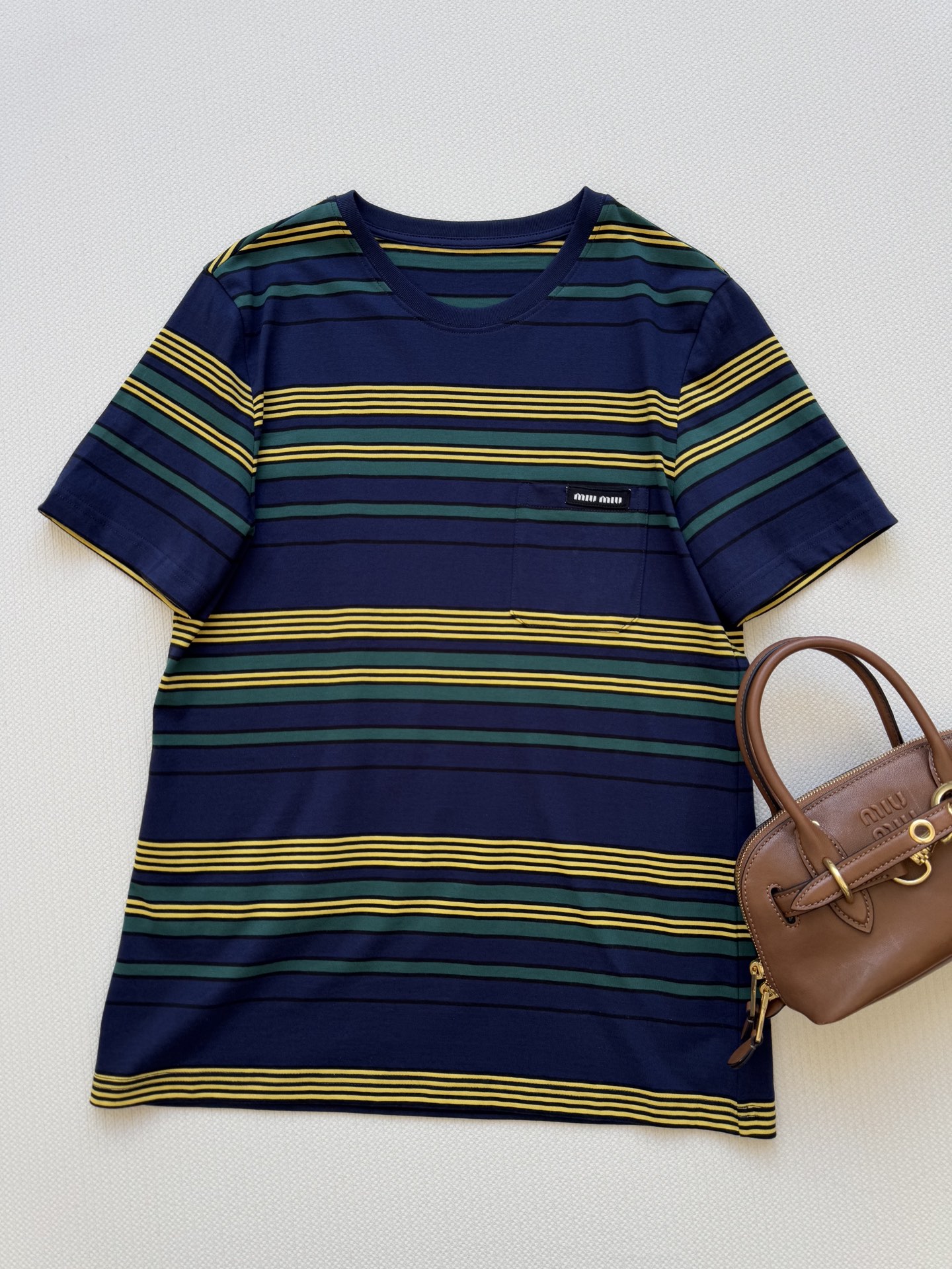 Miu Mi* 🆕26SS早春新款 学院风条纹圆领短袖T恤丨⚠原版开发！高版出品！基础圆领+短袖的版型适