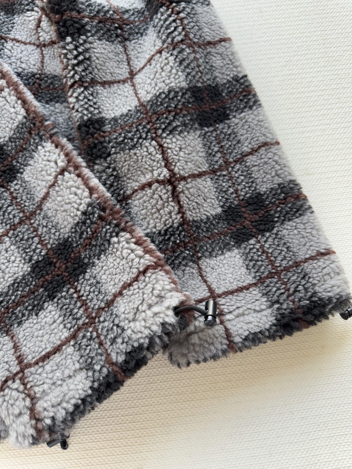 MiuMi* 25Fw秋冬新款 学院风摇粒绒格纹外套丨⚠真羊羔毛绒原版开发！高版出品！高密度羊毛粒绒面料