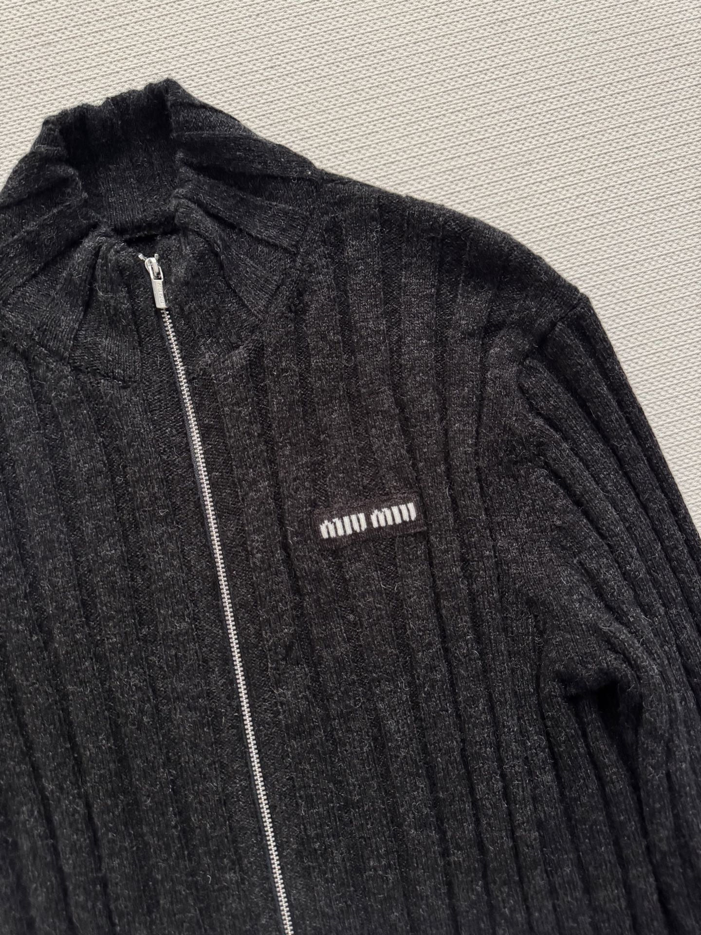 Miu Miu Striped Cashmere Cardigan - Soft Ribbed Knit, High Collar, Slim Fit 6 i1764608583598 3235 0 3