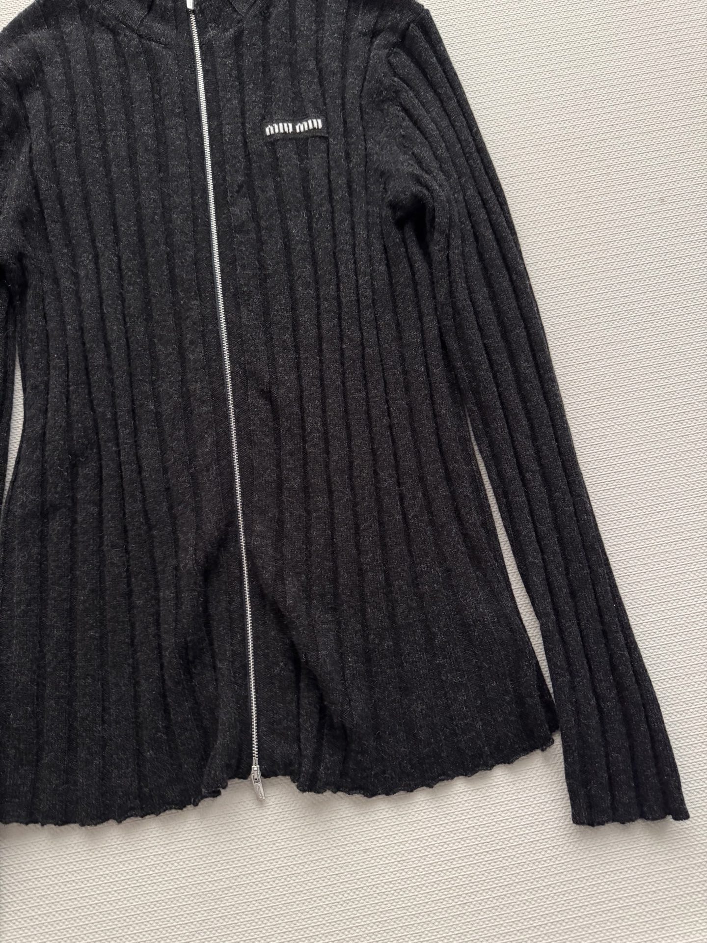 Miu Miu Striped Cashmere Cardigan - Soft Ribbed Knit, High Collar, Slim Fit 7 i1764608583723 7876 0 4