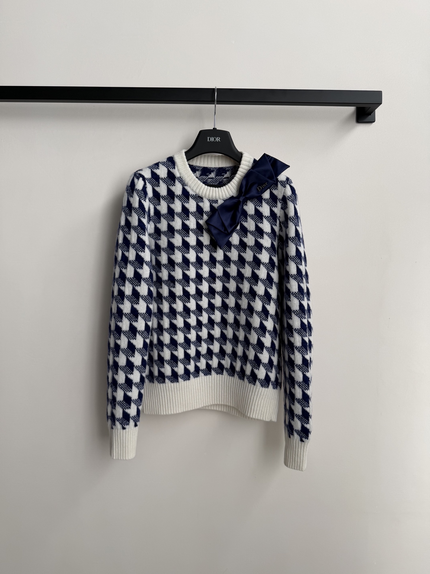 Dio*🆕26Ss早春新款 蝴蝶结千鸟格羊毛针织毛衣丨⚠独家开发！顶级高版出品！以经典蓝白千鸟格纹为基底