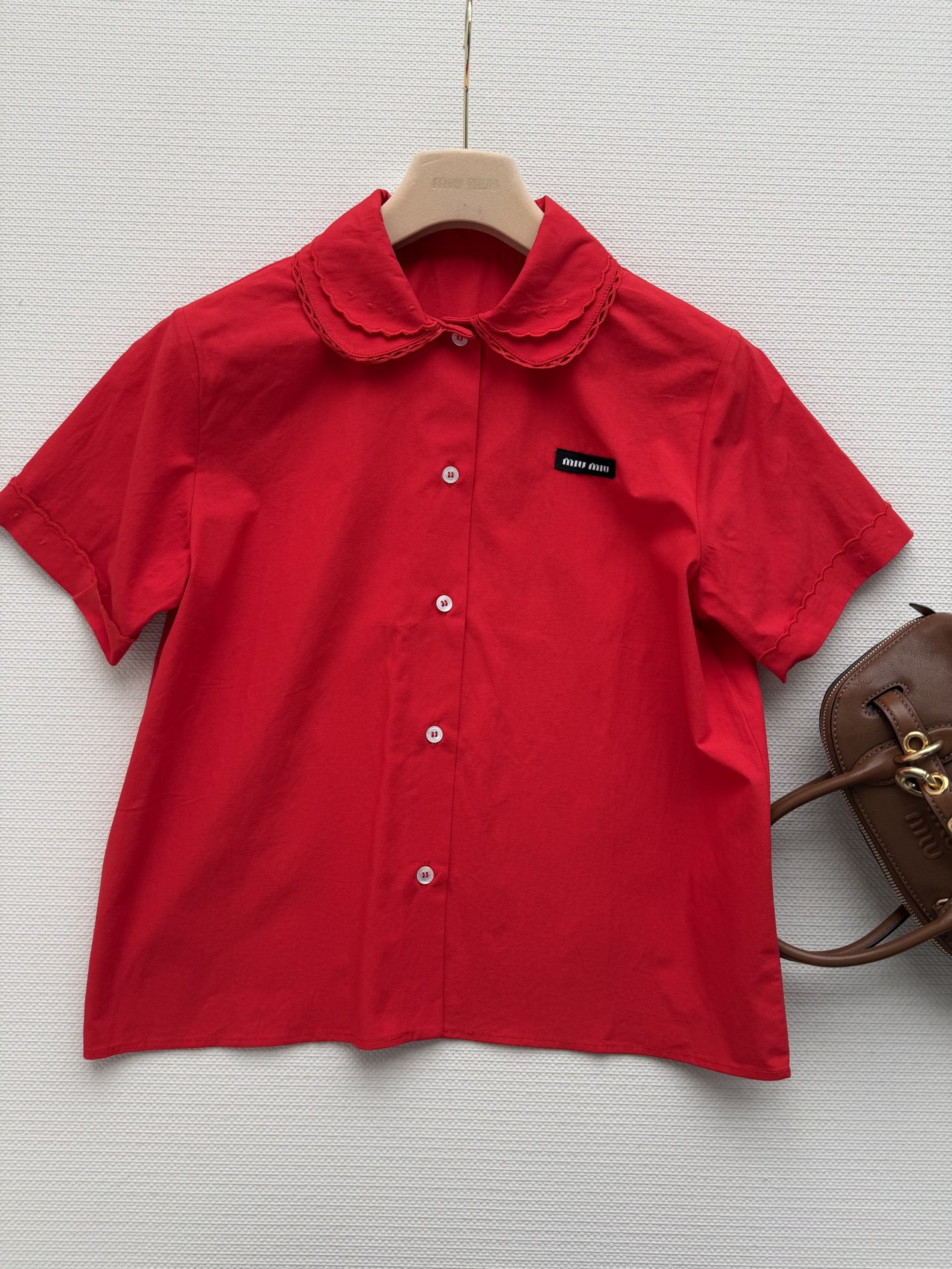 Miumi* 🆕26Ss春夏新款 知性分子学院风花边衬衣。原版1:1定制花边开发！高版出品！定制进口洗水