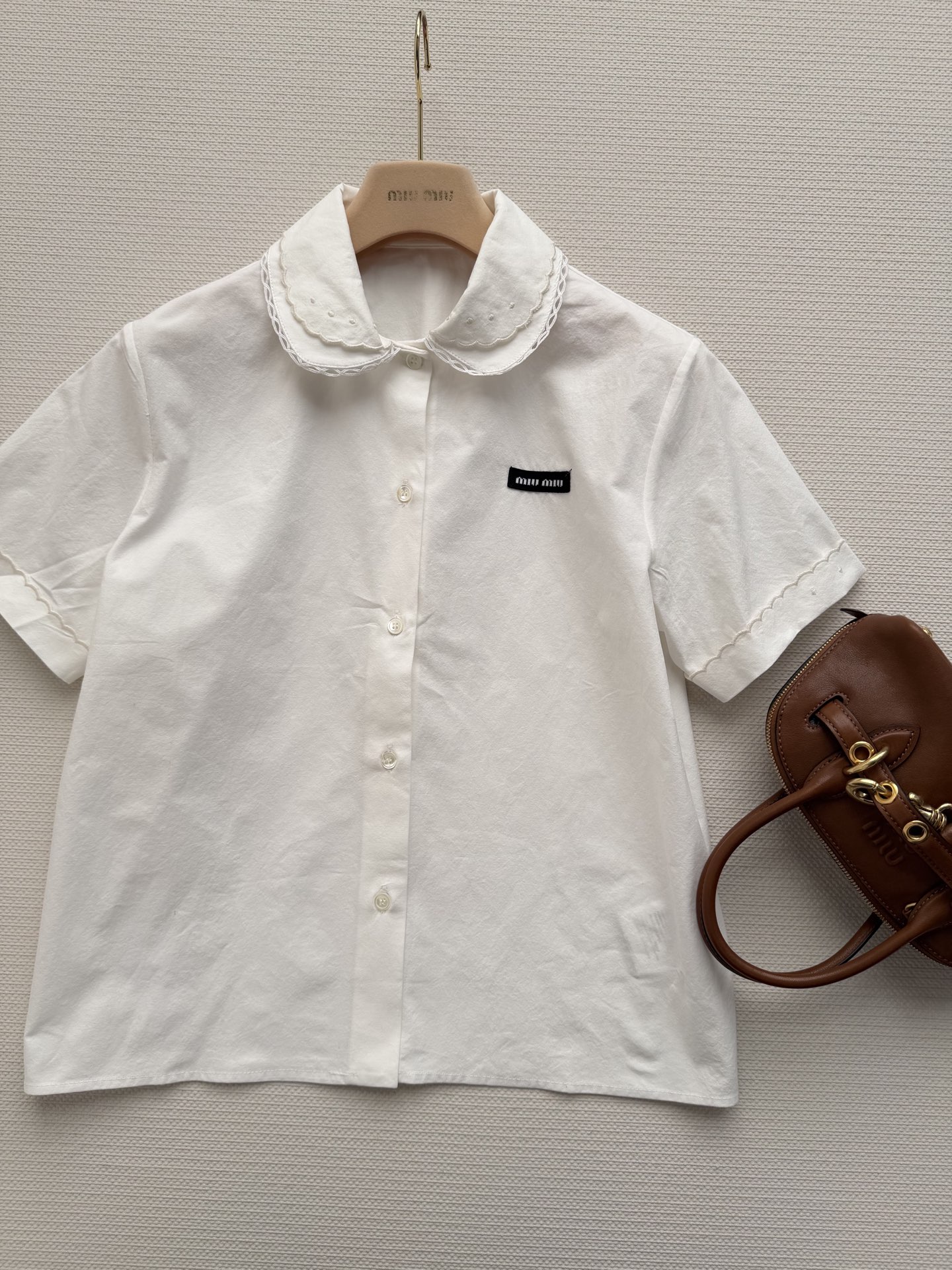 Miumi* 🆕26Ss春夏新款 知性分子学院风花边衬衣。原版1:1定制花边开发！高版出品！定制进口洗水
