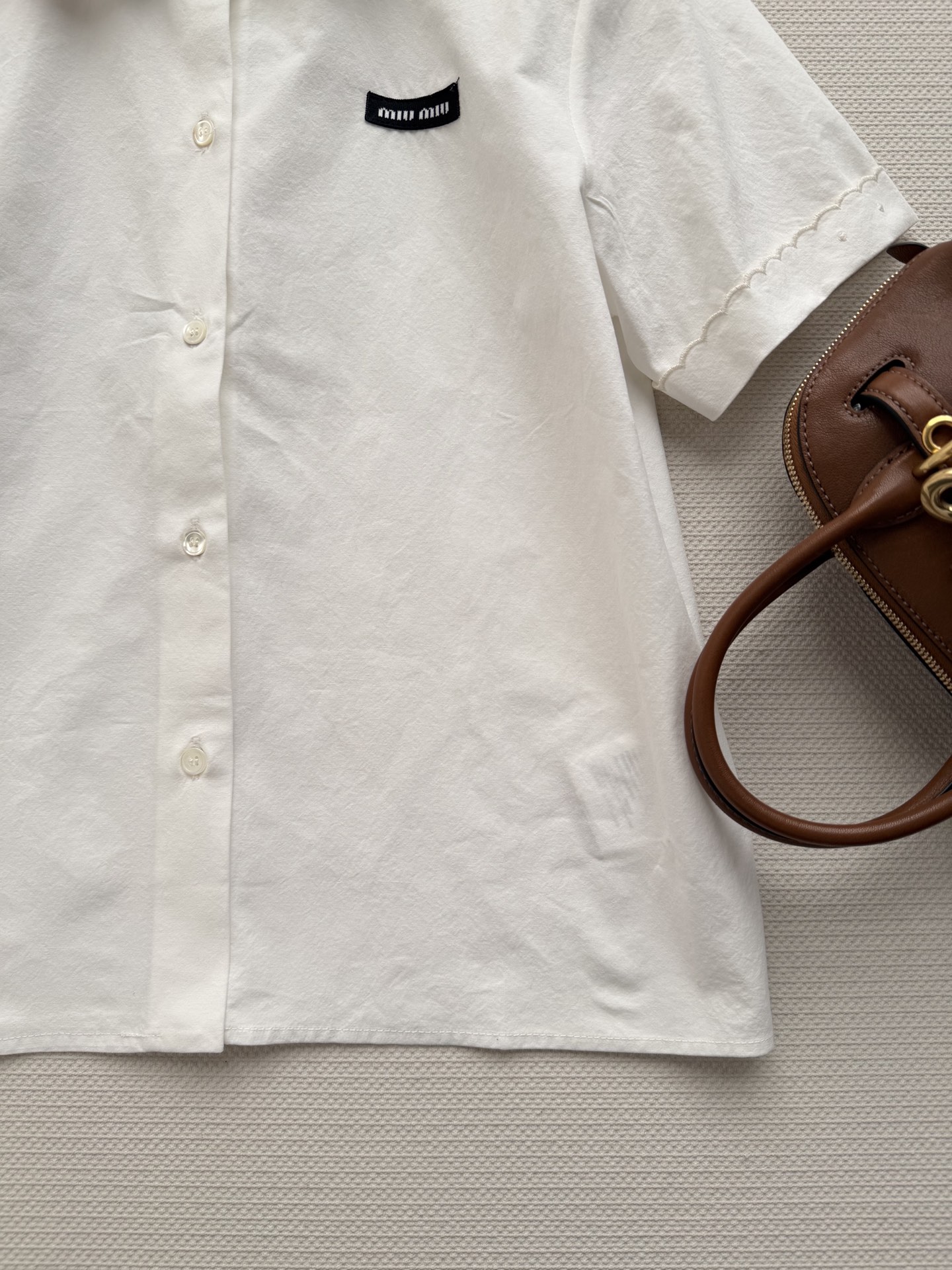 Miumi* 🆕26Ss春夏新款 知性分子学院风花边衬衣。原版1:1定制花边开发！高版出品！定制进口洗水