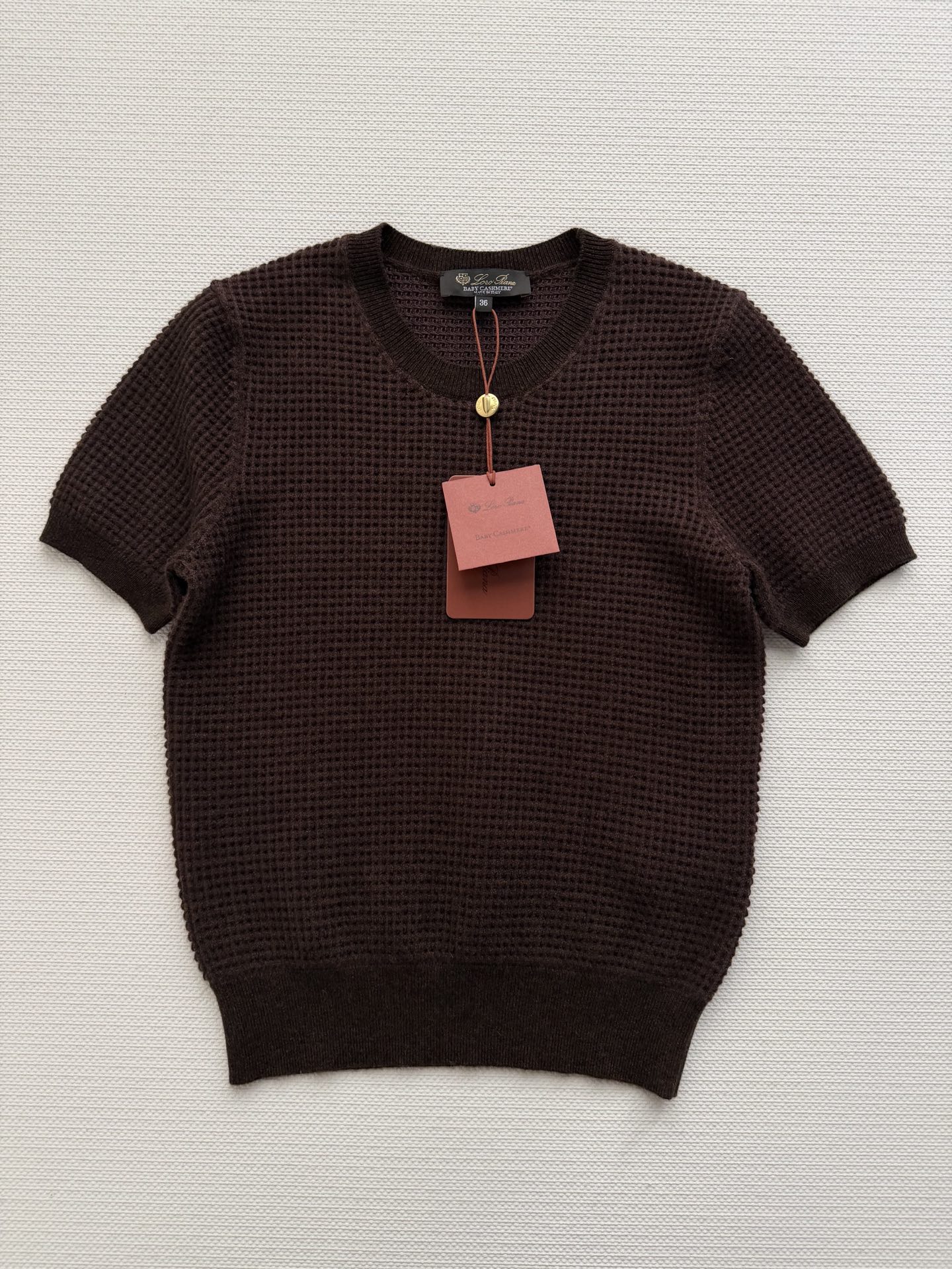 Loro Pian*🆕华夫格羊绒短袖，54%羊绒+46%棉混纺，触感柔软亲肤，保暖又透气。浅驼杂色低调高