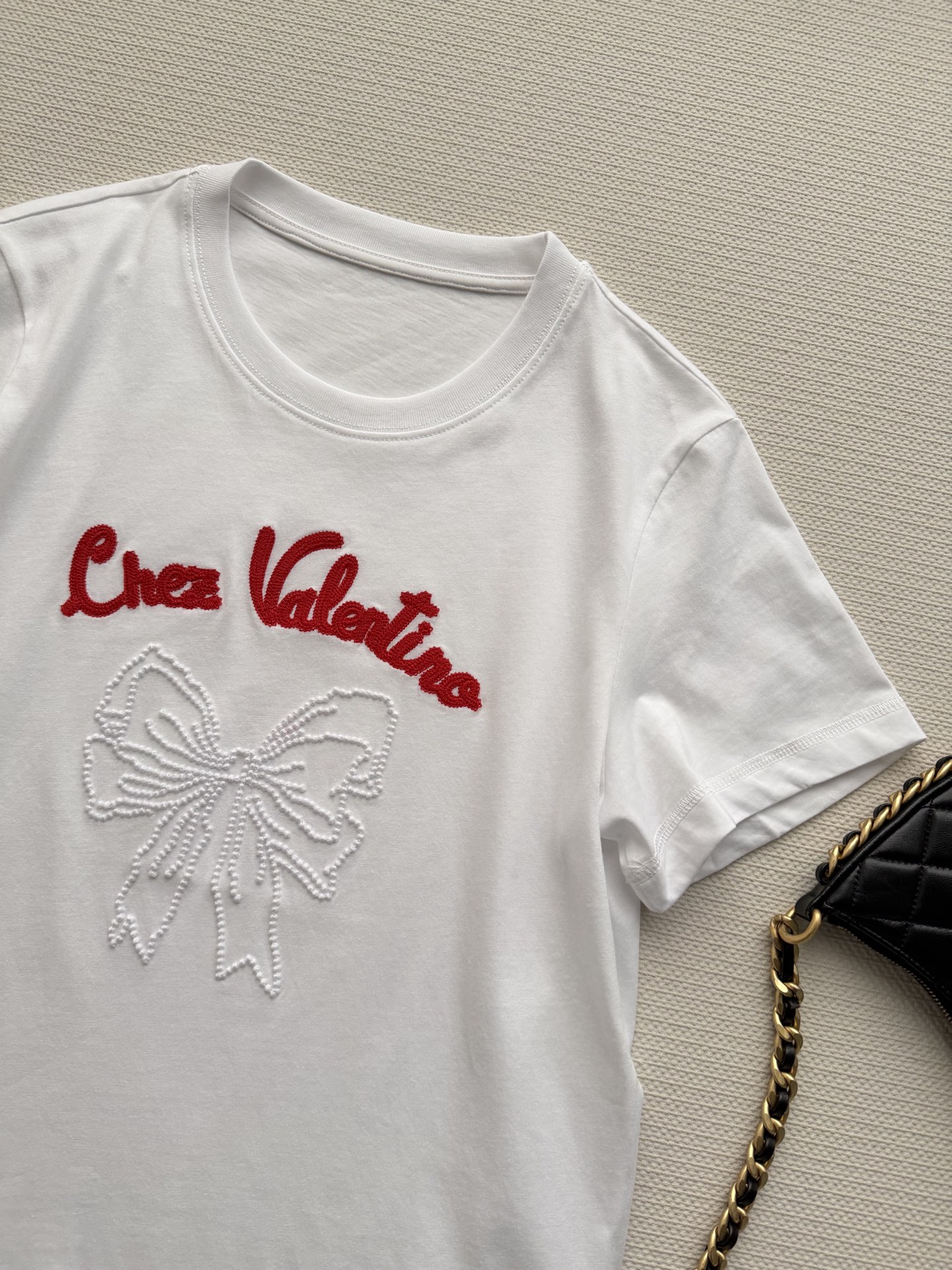 Valentin*🆕新款，26春夏新款短袖T恤，立体刺绣提花🎀ＳＭＬ.