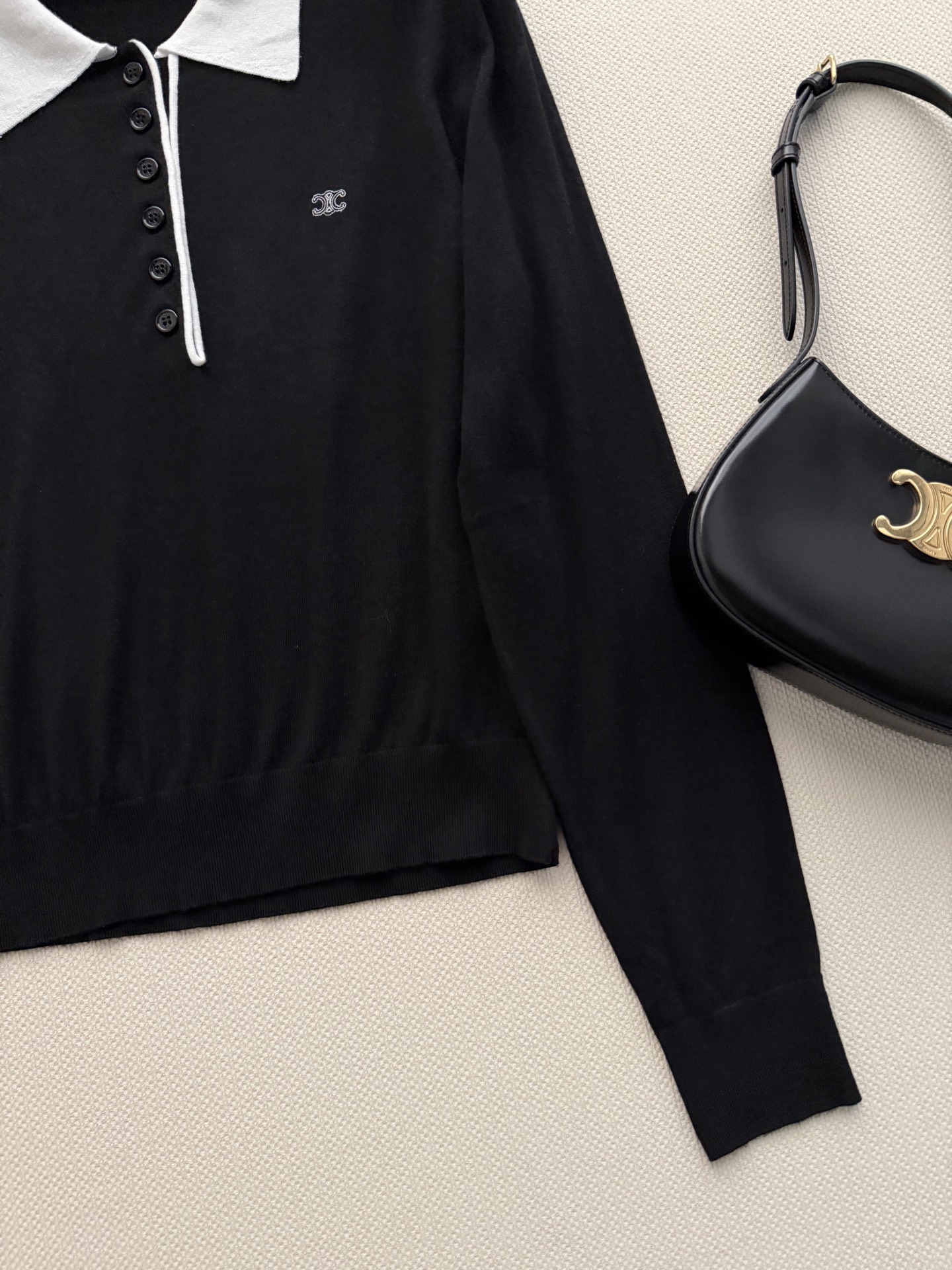 Celin*🆕2026早秋新款撞色Polo领针织衫 细腻羊毛混纺面料，软糯亲肤，上身轻盈无负担经典撞色P