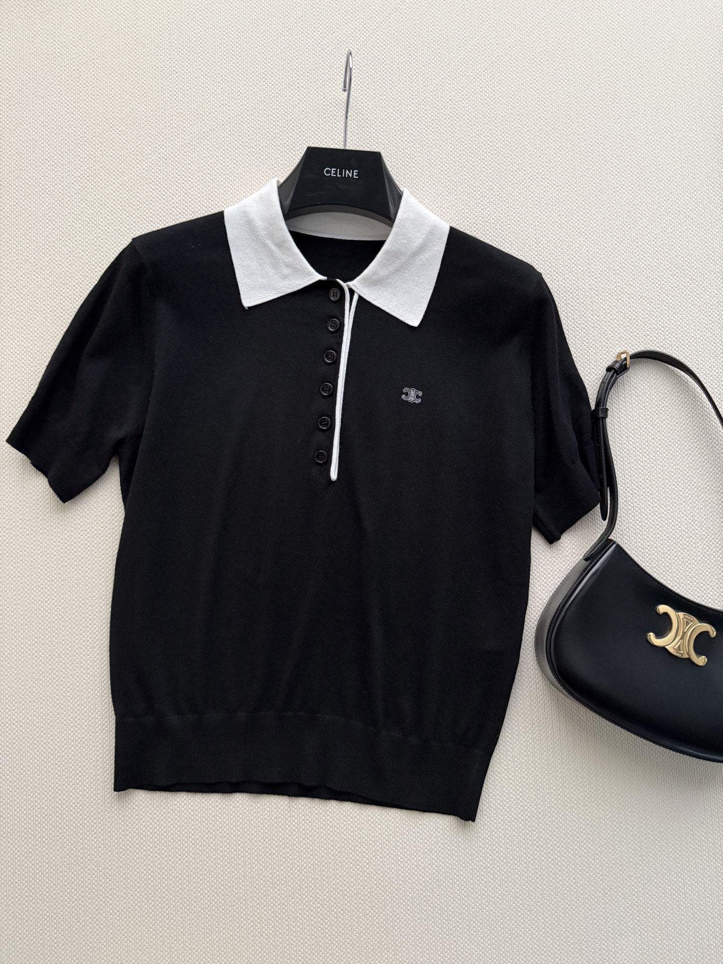 Celin*🆕2026早秋新款撞色Polo领针织衫 细腻羊毛混纺面料，软糯亲肤，上身轻盈无负担经典撞色P