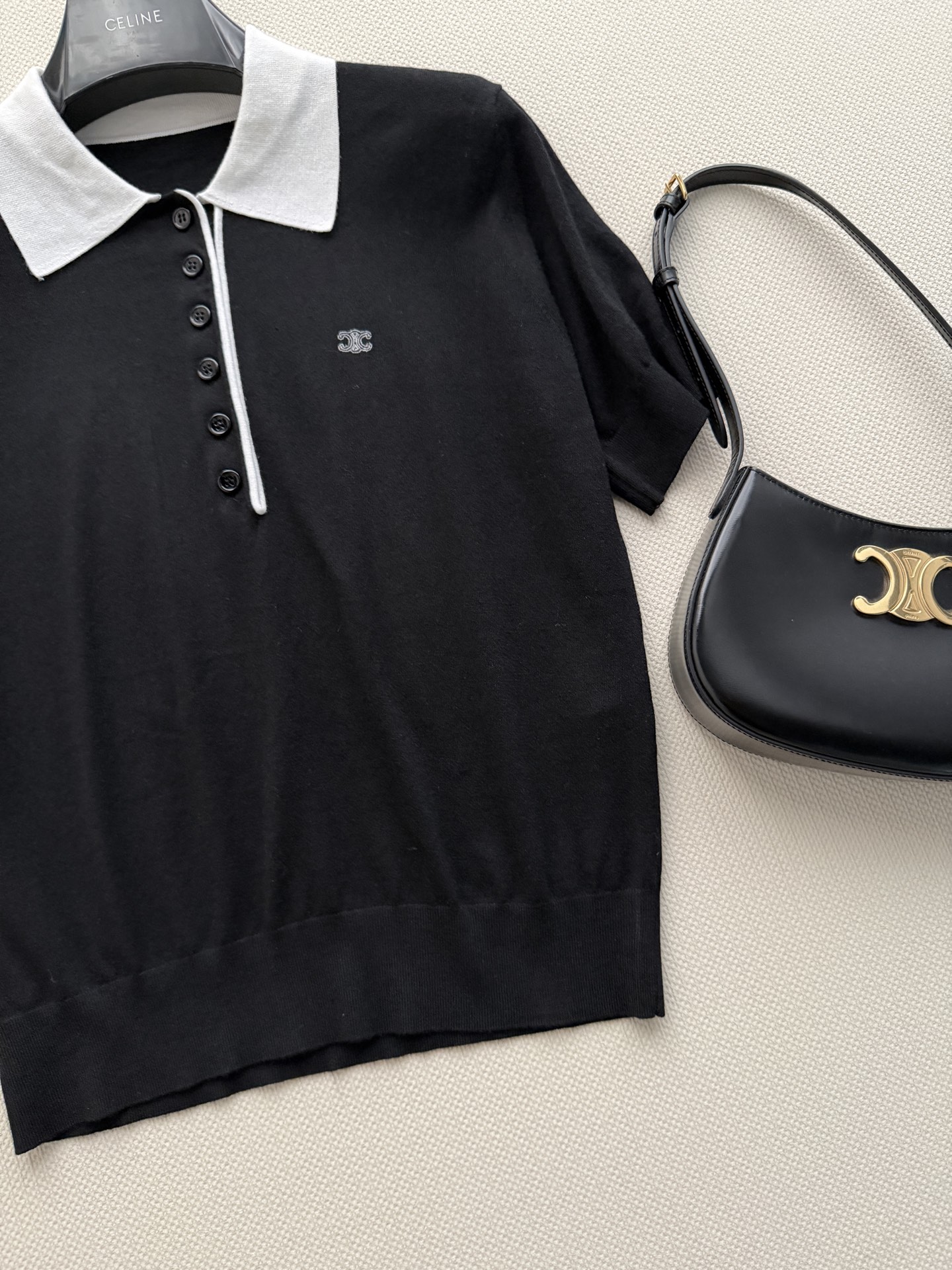 Celin*🆕2026早秋新款撞色Polo领针织衫 细腻羊毛混纺面料，软糯亲肤，上身轻盈无负担经典撞色P