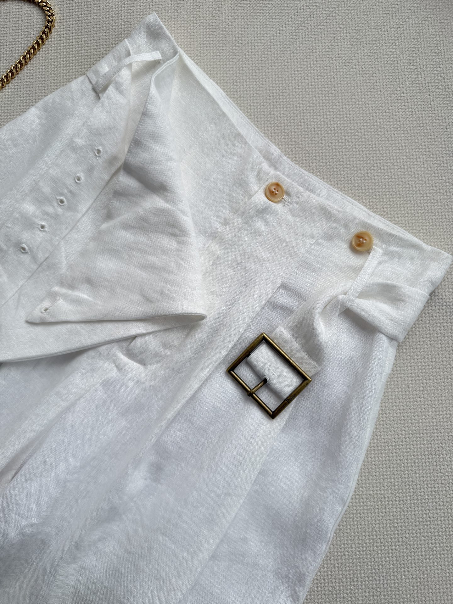 Ralp🌹h Laure*🆕26ss新款亚麻长裤🤍采用天然亚麻材质，吸湿透气，夏天穿超舒服！腰带环拉链门