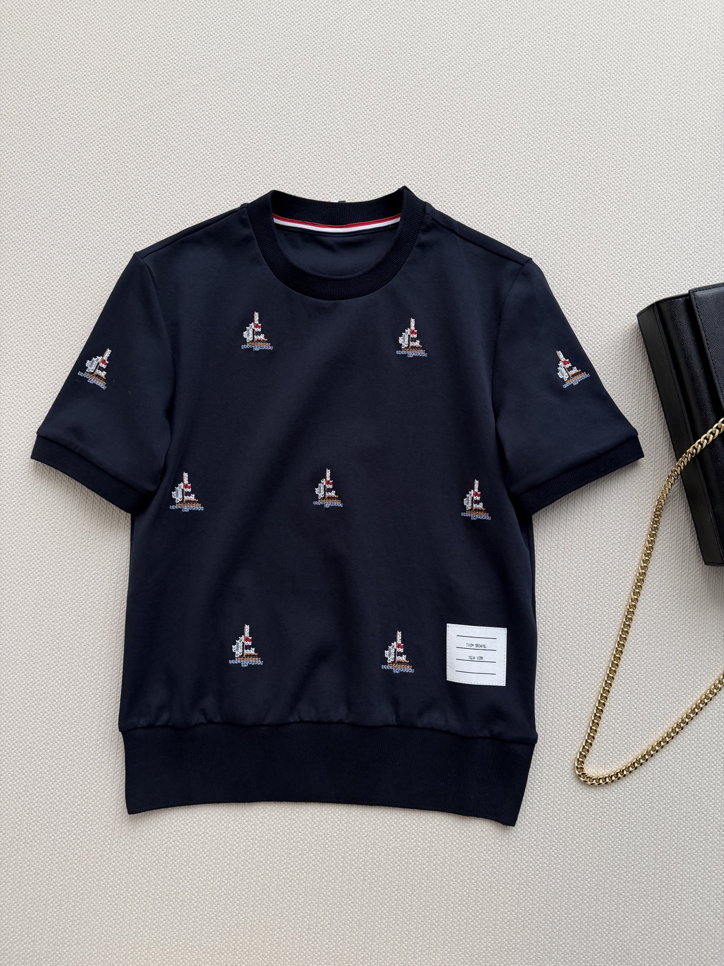 𝗧𝗵𝗼𝗺 𝗕𝗿𝗼𝘄𝗻* 🆕TB棉质MILANO 帆船罗纹T恤帆船刺绣，复古又时髦！复古又高级，美式学院风