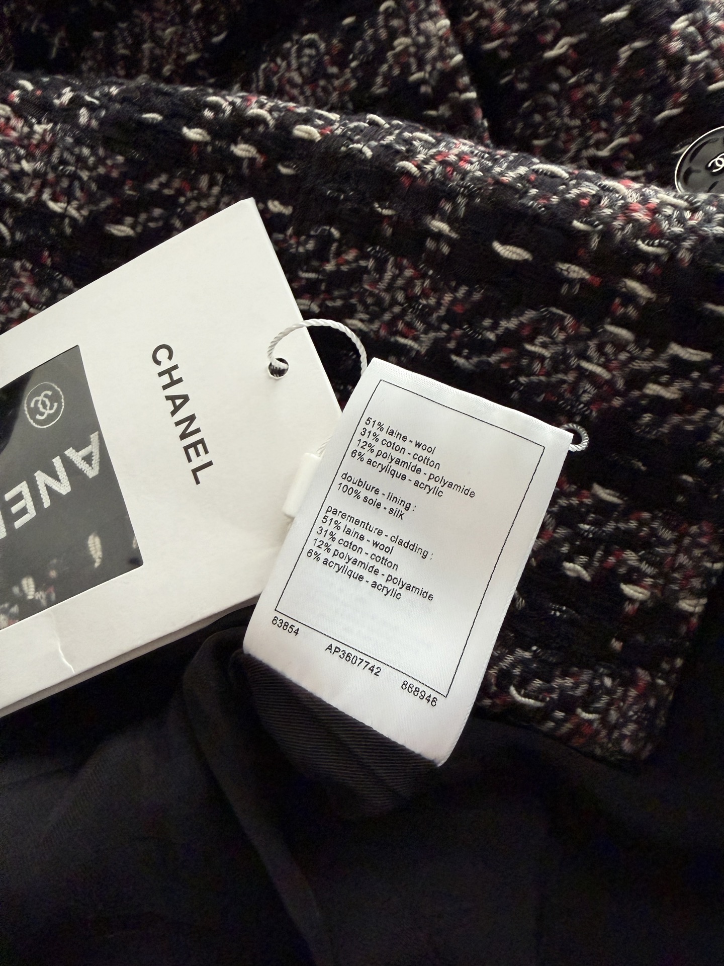 Chanel Lapel Check Tweed Coat