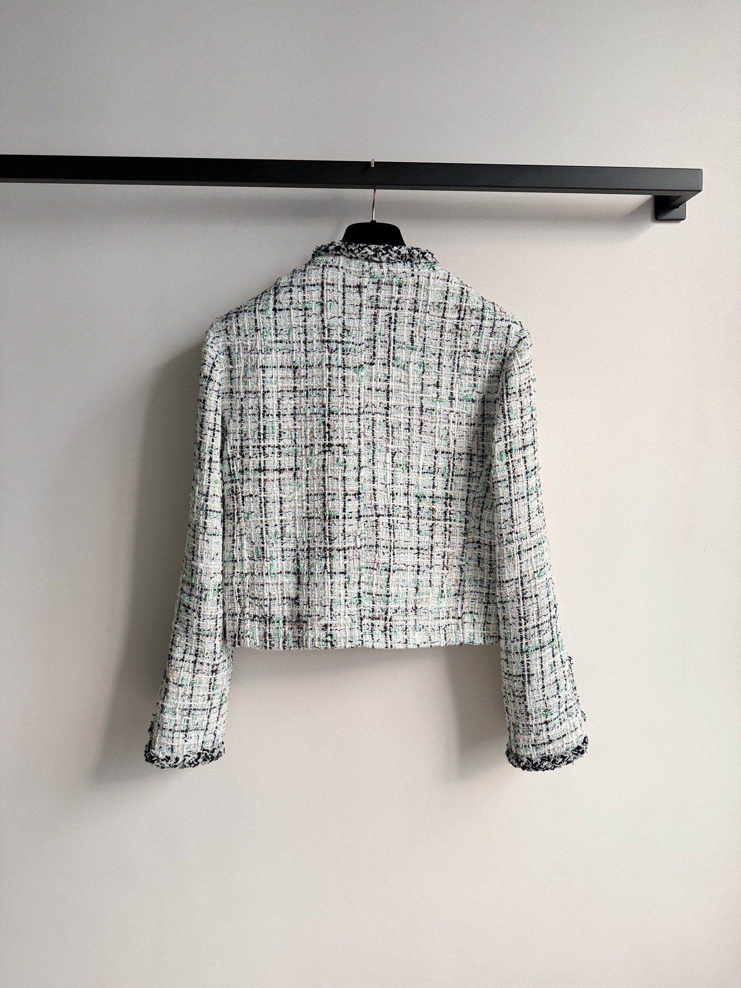 Chanel Green Check Short Tweed Jacket