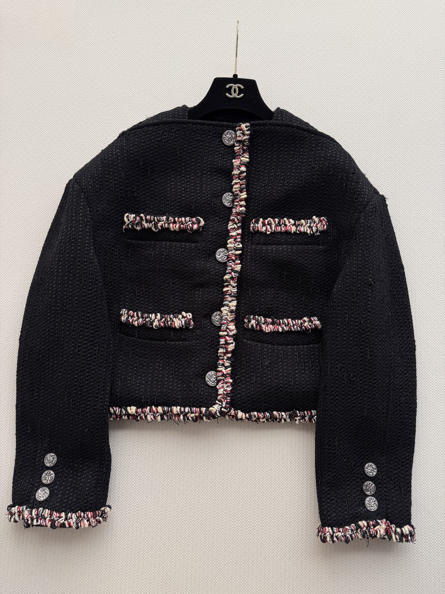CHANEL Black Braided Trim Hooded Jacket