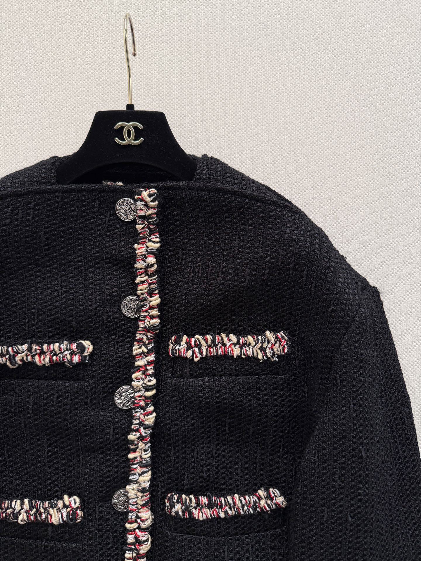 CHANEL Black Braided Trim Hooded Jacket