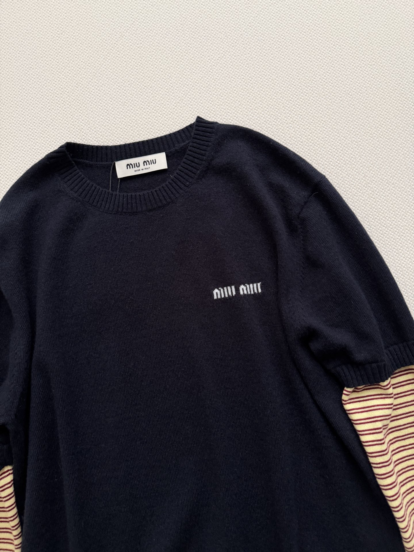 miumi*🆕新款，羊毛针织🧶假两件拼袖设计💕ＳＭＬ.