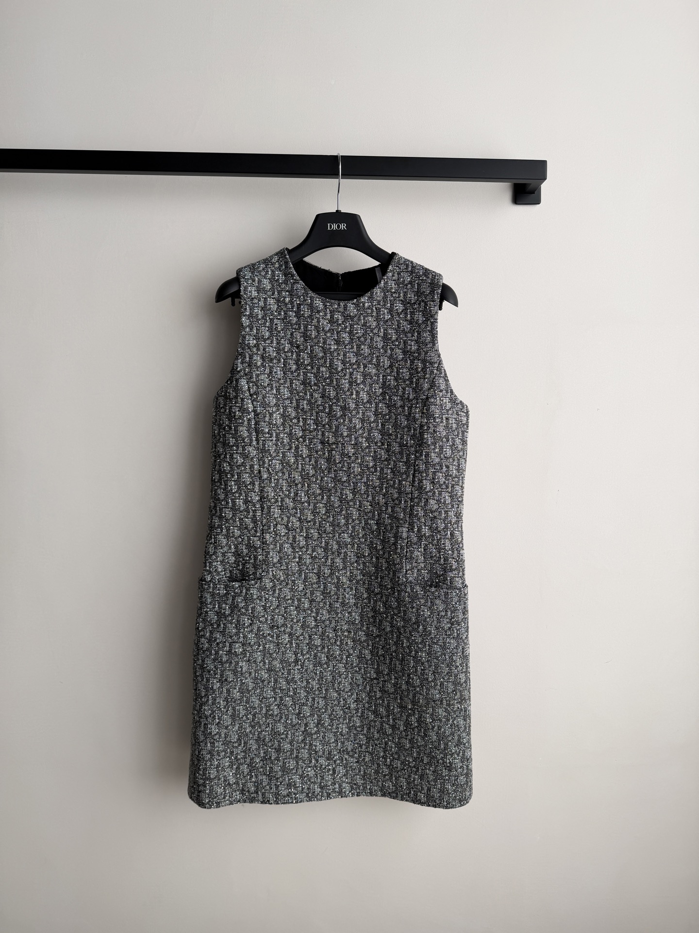 Dior Gray Sleeveless Textured Dress