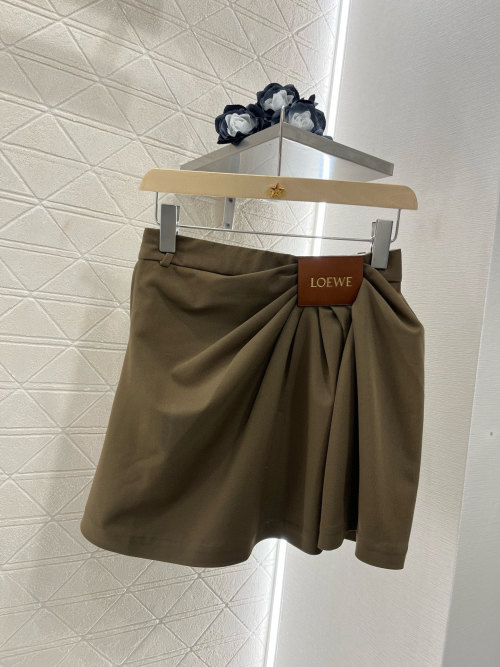 Loewe Pleated Mini Skirt with Leather Logo Patch | High-Street Style 1 Loewe Pleated Mini Skirt with Leather Logo Patch | High-Street Style