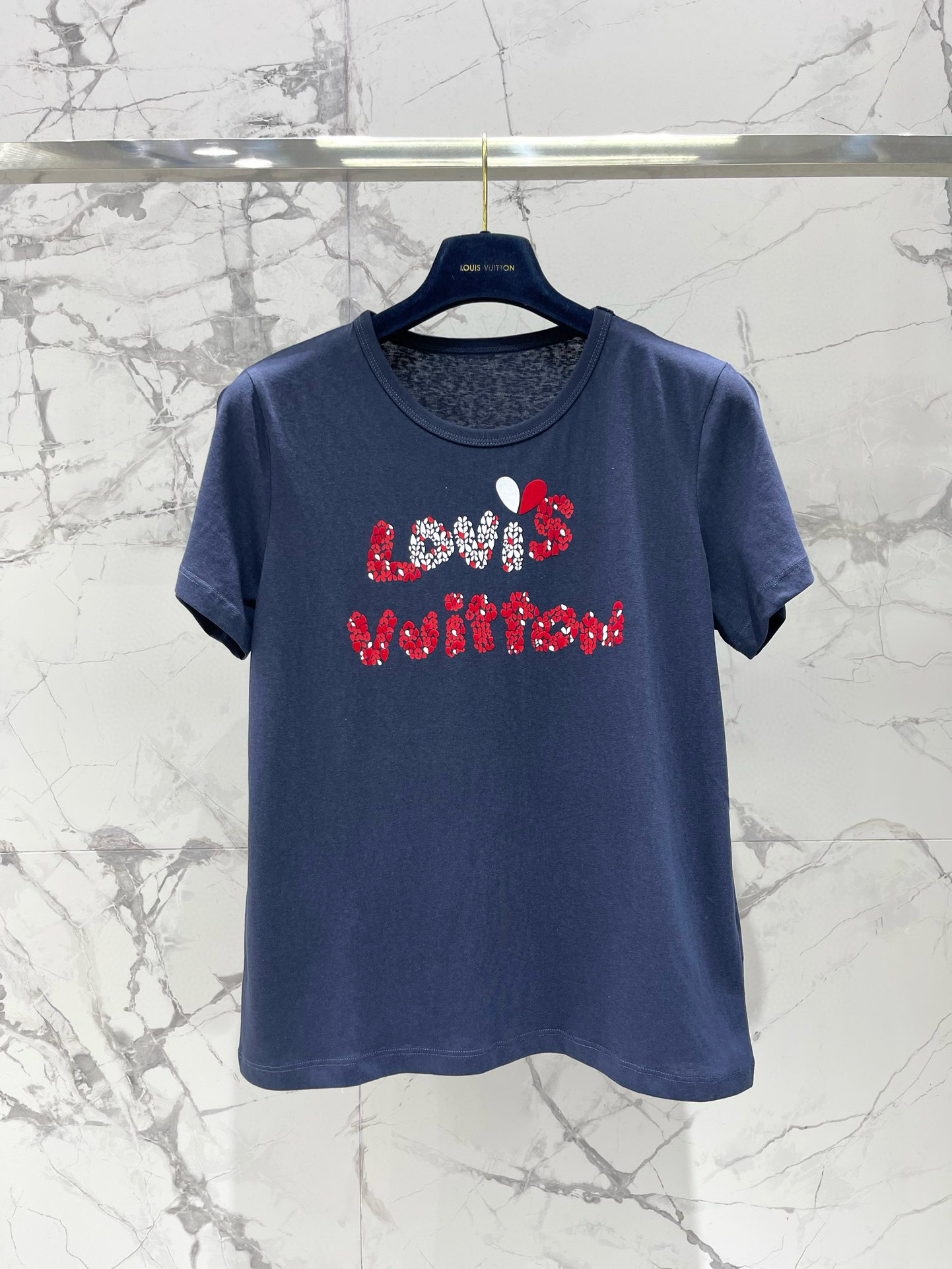 Louis Vuitton Women's Flocked Heart Logo T-Shirt - Summer Essential