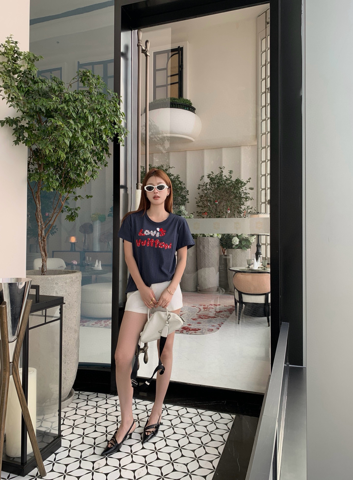 Louis Vuitton Flocked Heart Tee, Casual Cotton Top for Women, S-M-L Size 1 i1747148341943 8465 0 0