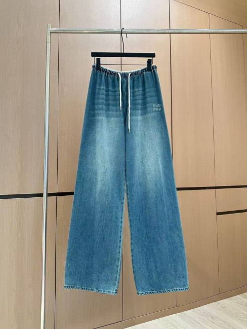 Miu Miu 2025 Vintage Gradient Drawstring Waistband Wide Leg Jeans 1 Miu Miu 2025 Vintage Gradient Drawstring Waistband Wide Leg Jeans