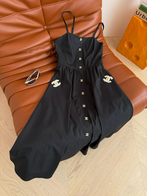 Chanel Inspired Black Cami Dress with CC Golden Buckle - Summer Essential 1 Chanel Inspired Black Cami Dress with CC Golden Buckle - Summer Essential
