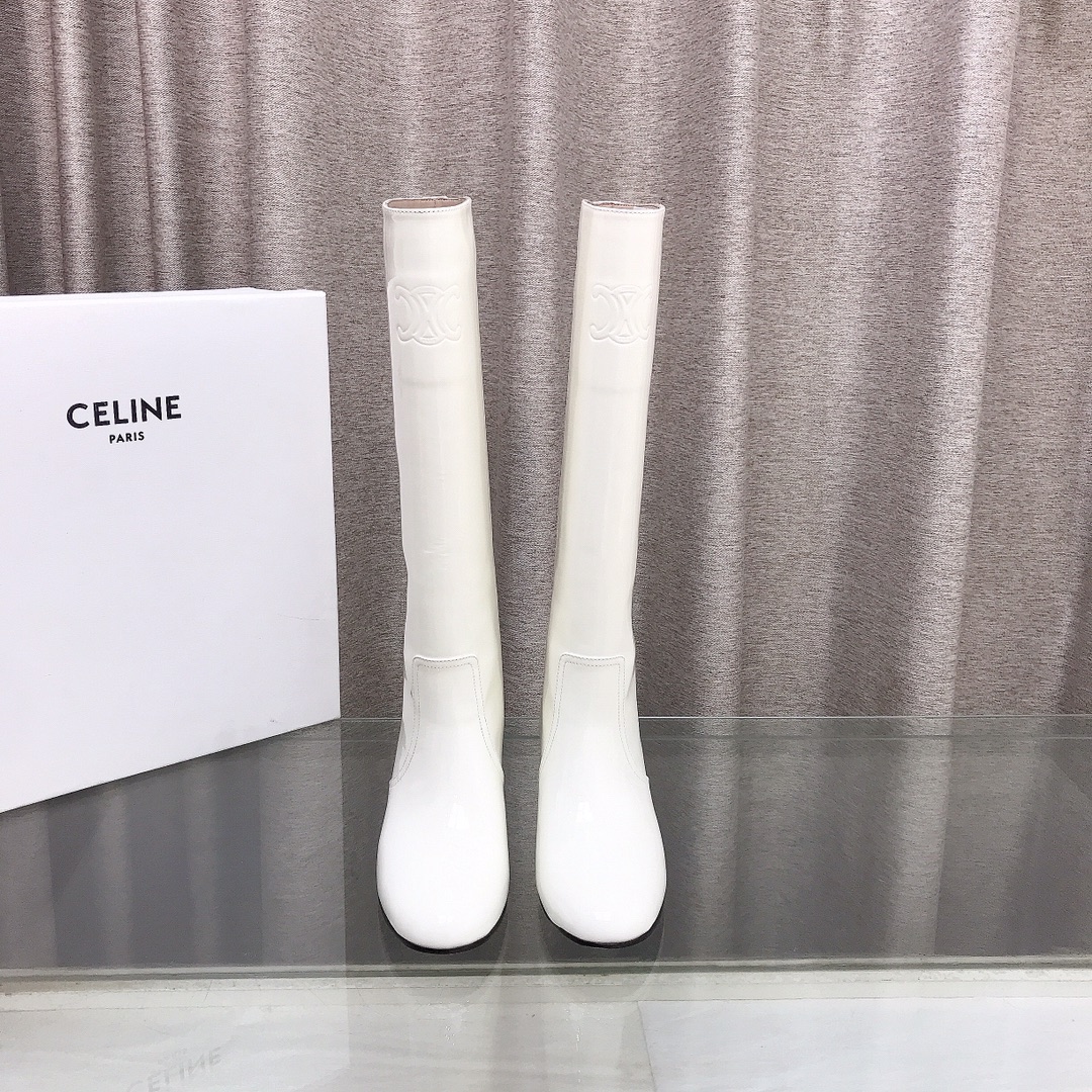 Celine Bottes Longues Bottes Courtes Meilleure réplique de créateurs
 Genuine Leather Cuir verni Peau mouton Collection automne – hiver Vintage