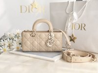 Dior Lady Bags Handbags Apricot Color Gold Canvas Chains