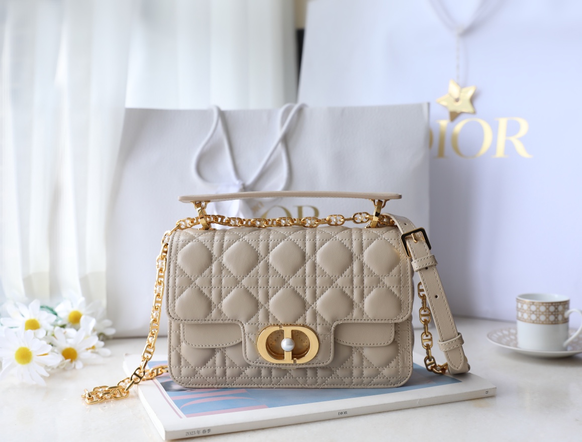 Dior Bags Handbags Milk Tea Color White Cowhide Resin