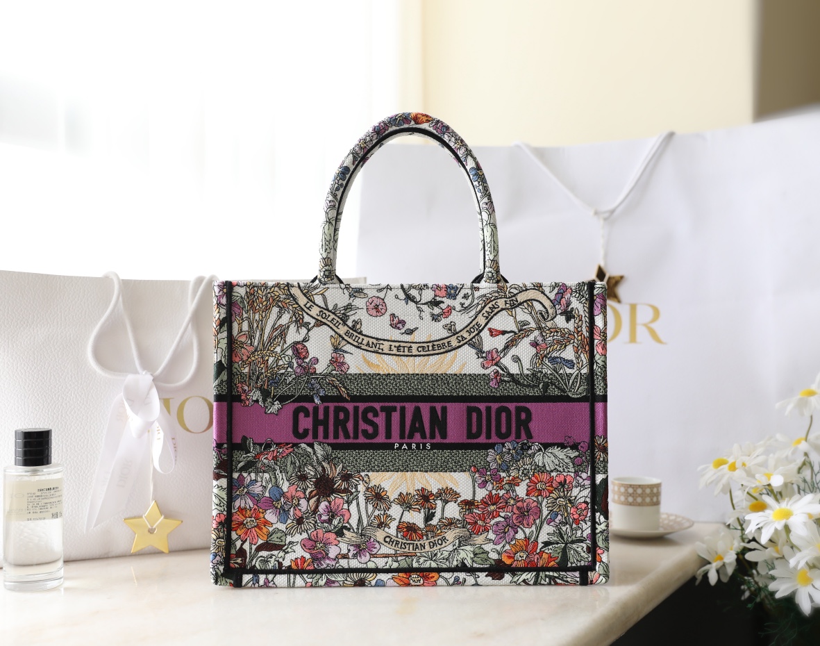 Dior Book Tote AAAAA
 Handbags Tote Bags Beige White Embroidery Spring/Summer Collection